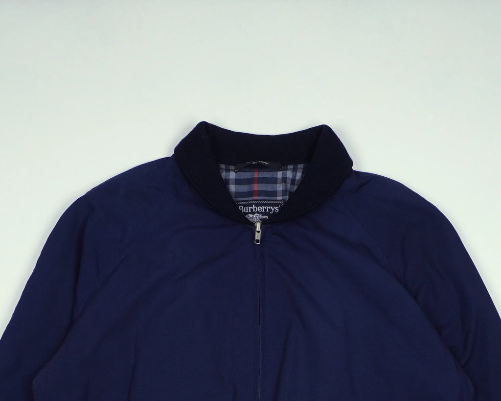 Burberry Navy Bomber Jacket L Polyester, Cotton