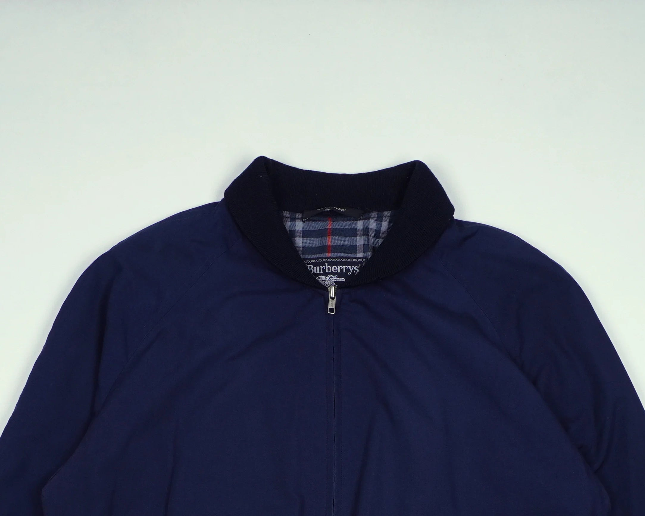 Burberry Navy Bomber Jacket L Polyester, Cotton