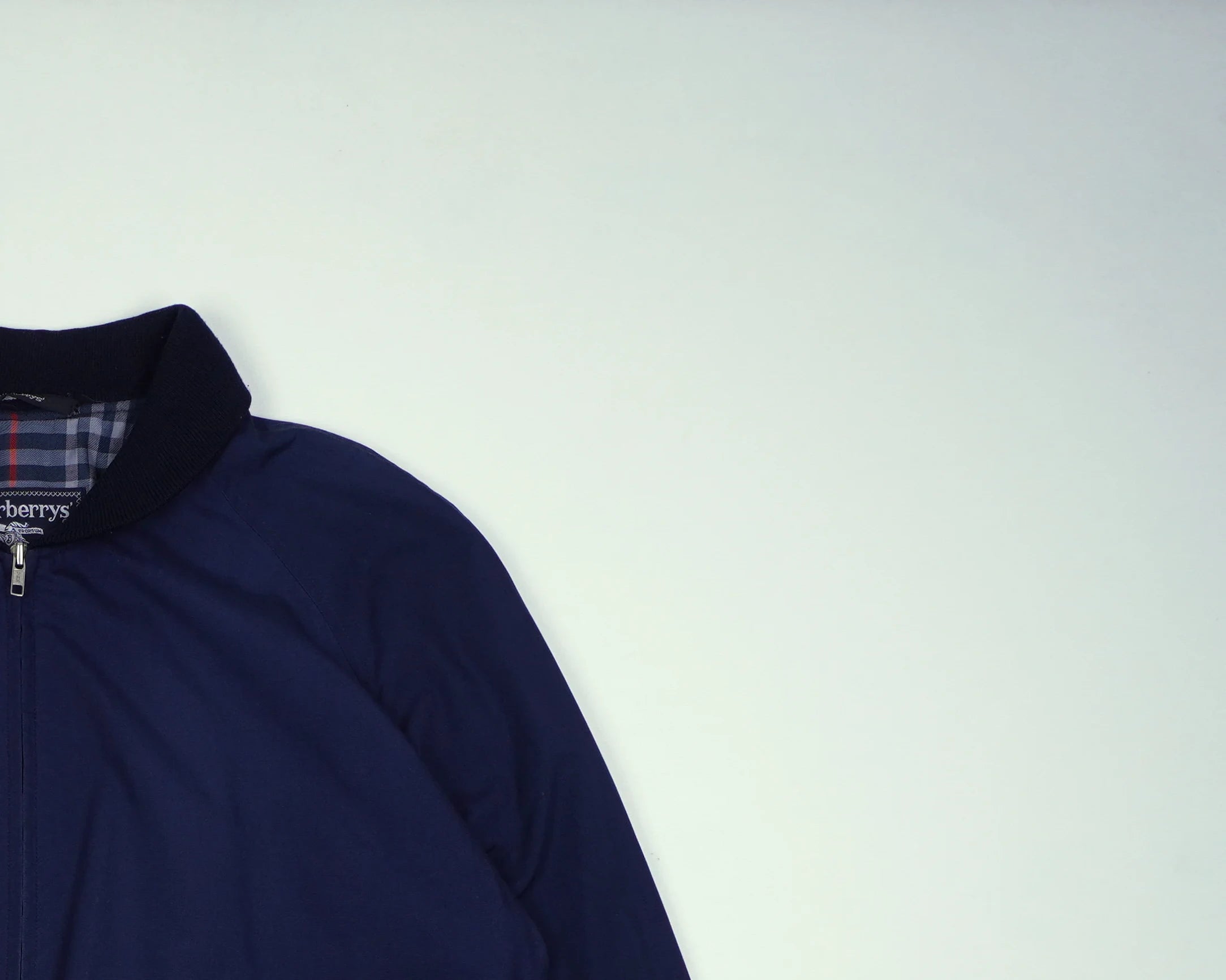 Burberry Navy Bomber Jacket L Polyester, Cotton