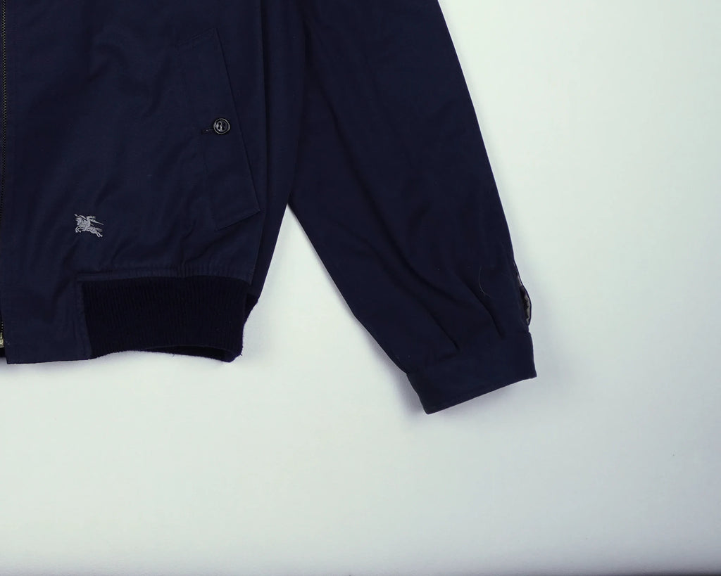 Burberry Navy Bomber Jacket L Polyester, Cotton
