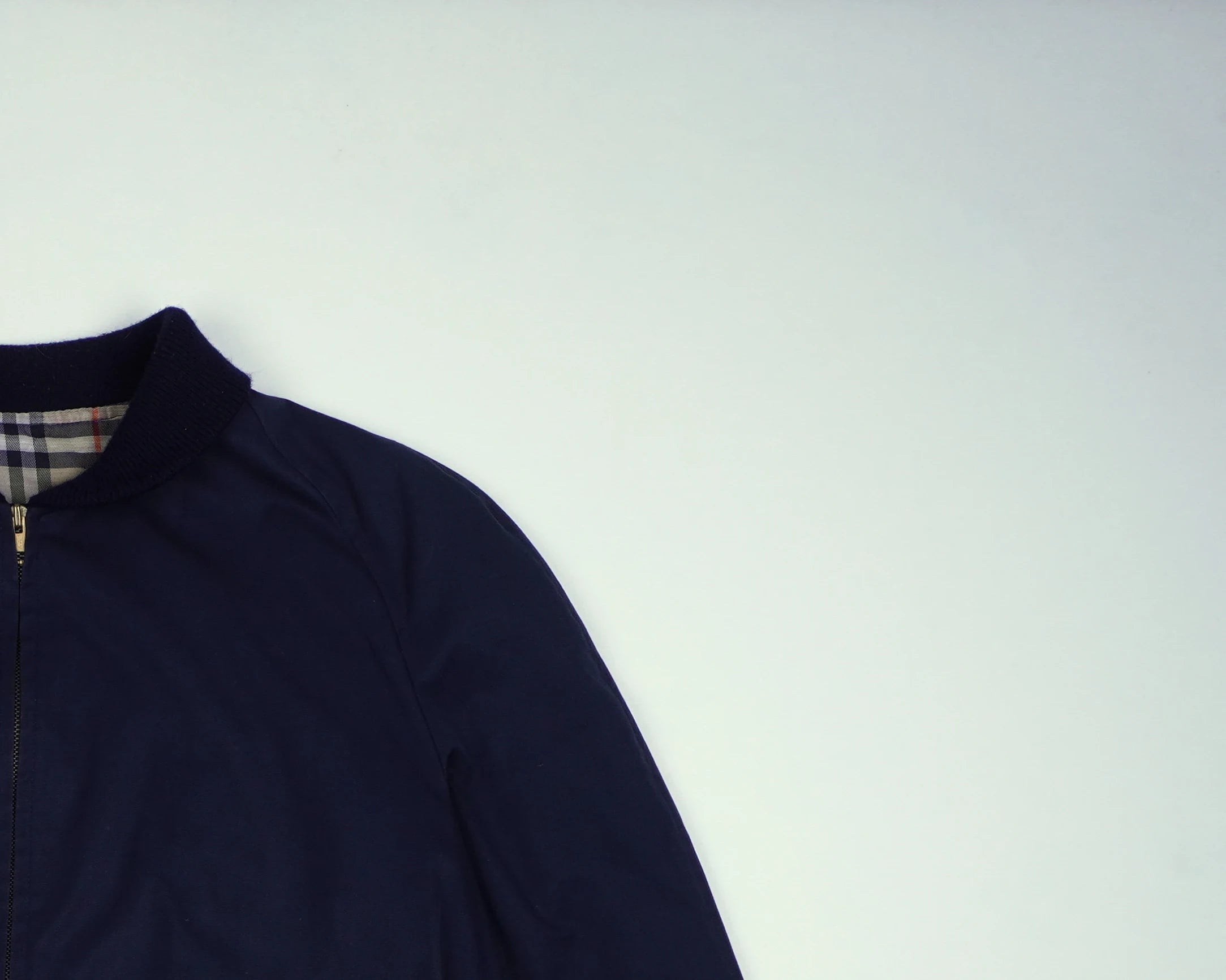 Burberry Navy Bomber Jacket L Polyester, Cotton