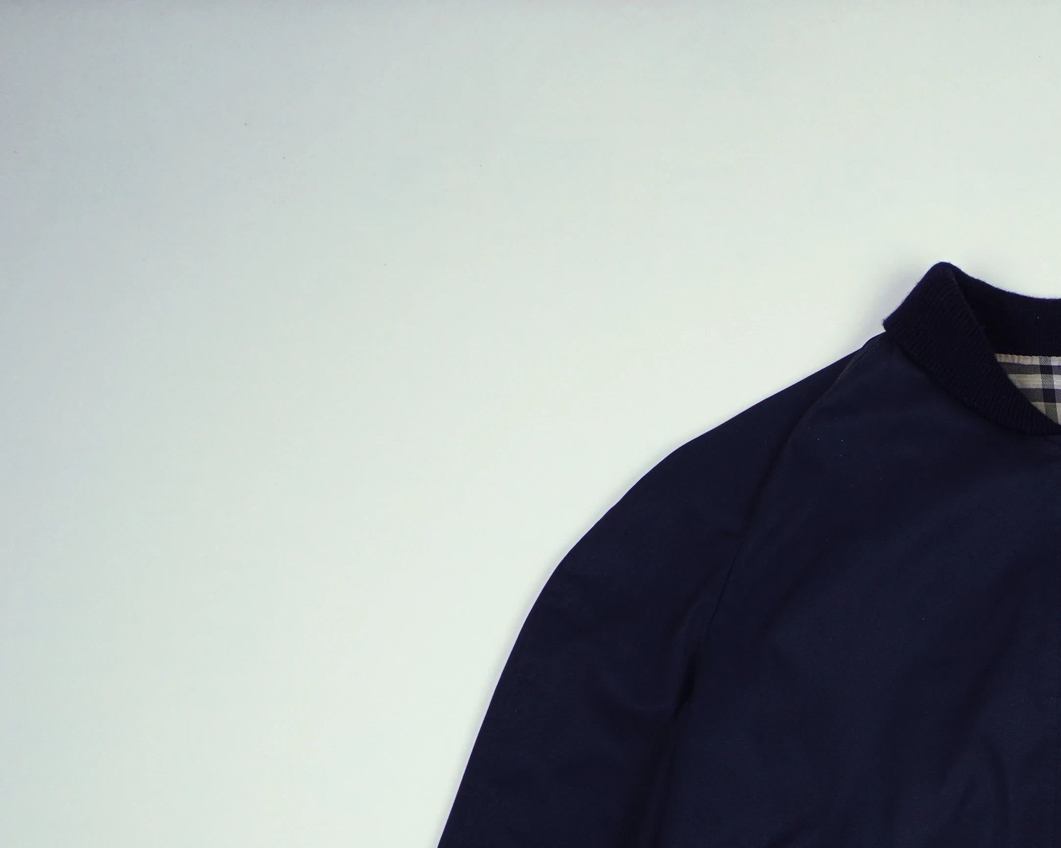 Burberry Navy Bomber Jacket L Polyester, Cotton