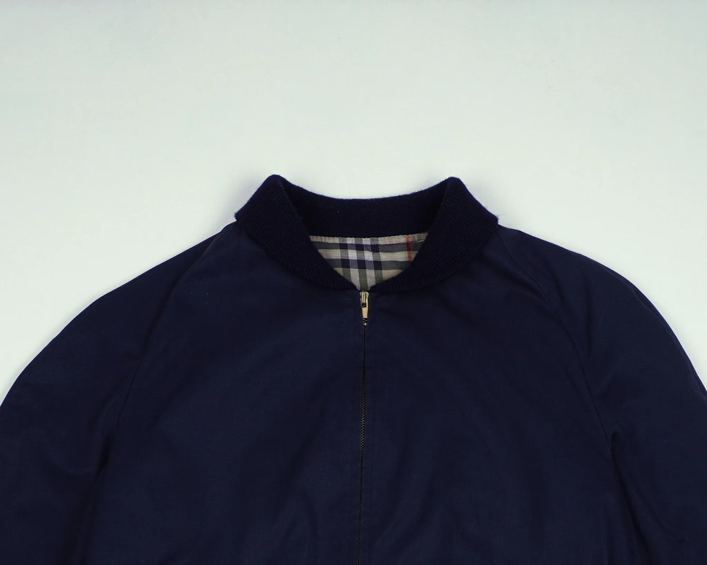Burberry Navy Bomber Jacket L Polyester, Cotton