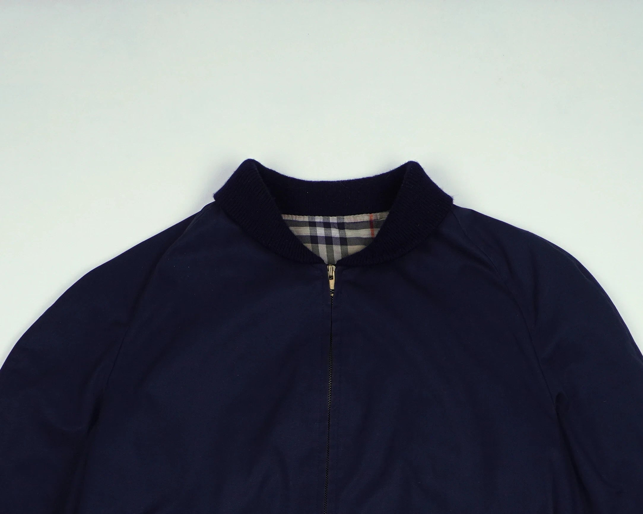 Burberry Navy Bomber Jacket L Polyester, Cotton