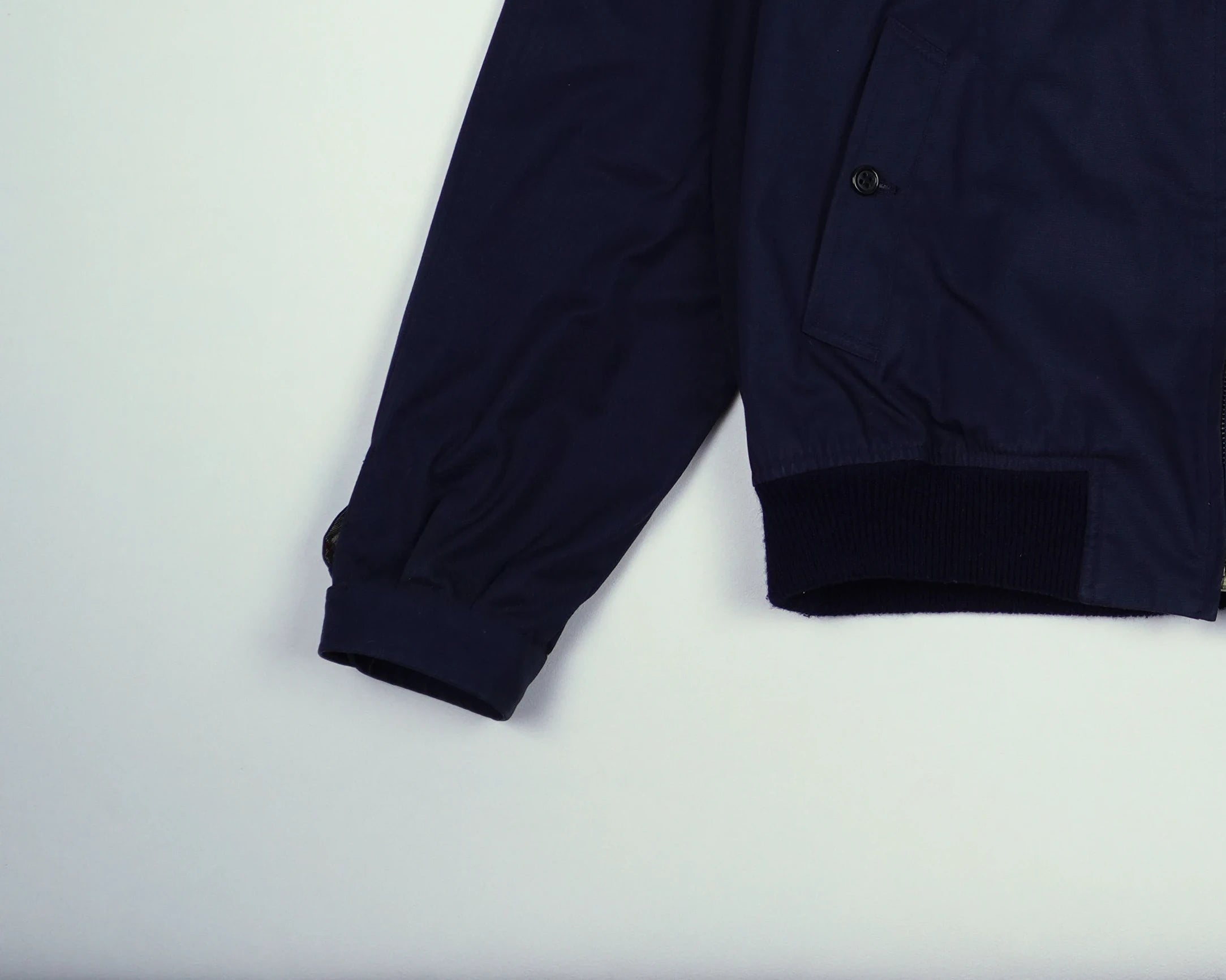 Burberry Navy Bomber Jacket L Polyester, Cotton