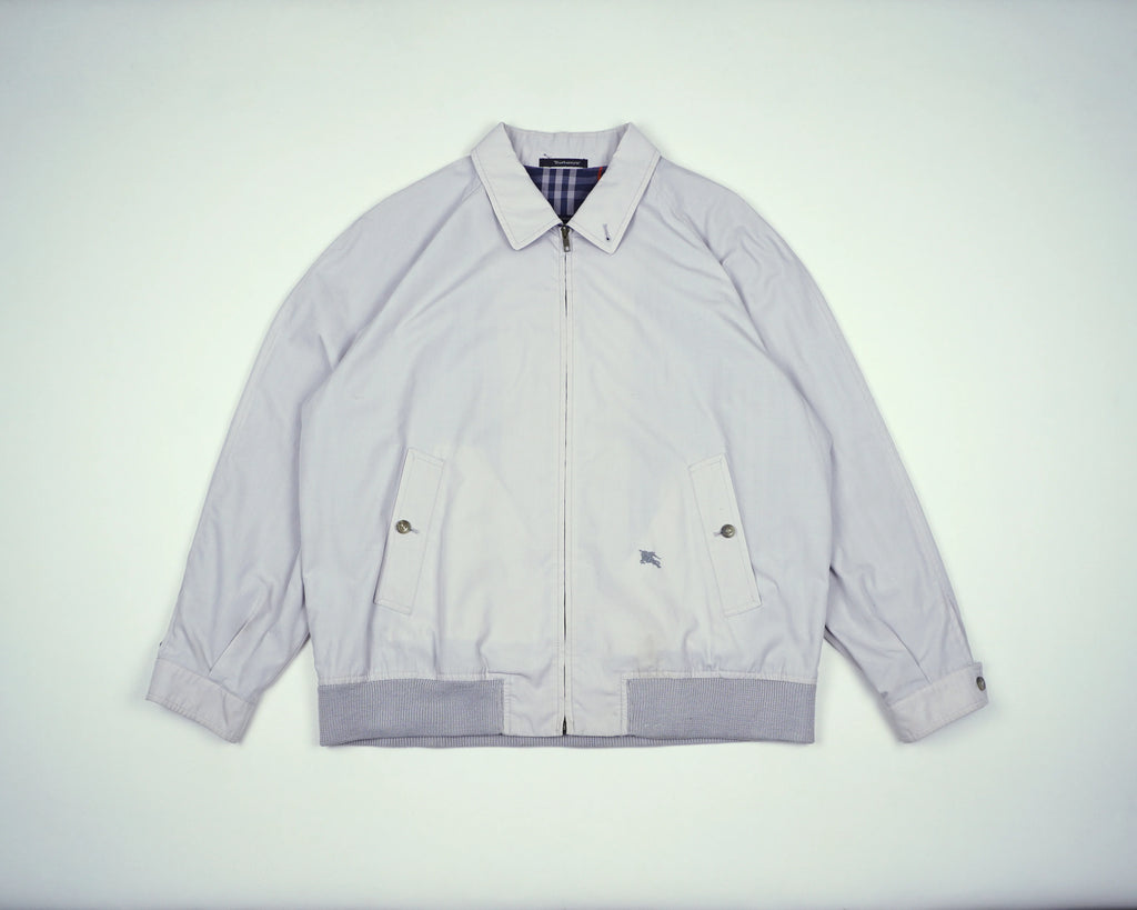 Burberry Blue Harrington Jacket M Polyester, Cotton