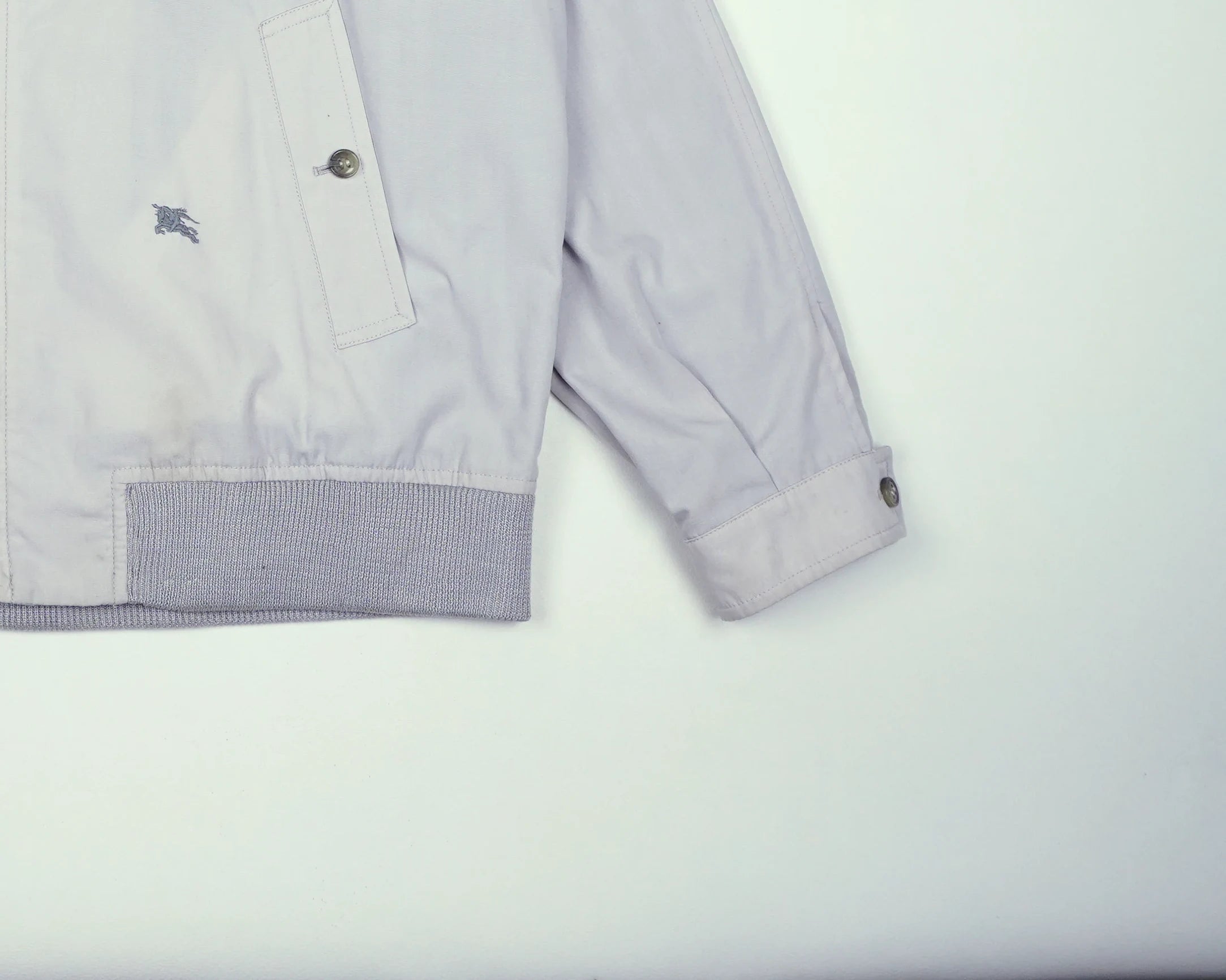 Burberry Blue Harrington Jacket M Polyester, Cotton