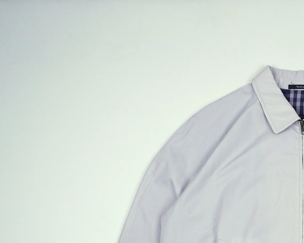 Burberry Blue Harrington Jacket M Polyester, Cotton