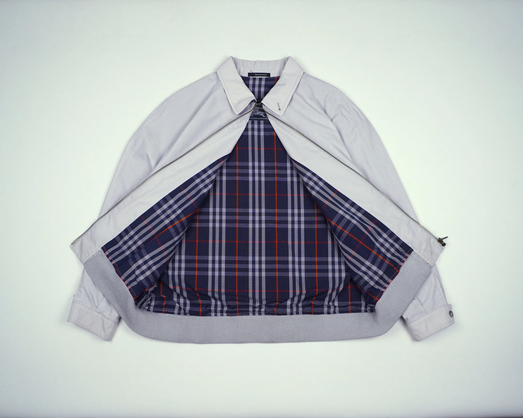 Burberry Blue Harrington Jacket M Polyester, Cotton