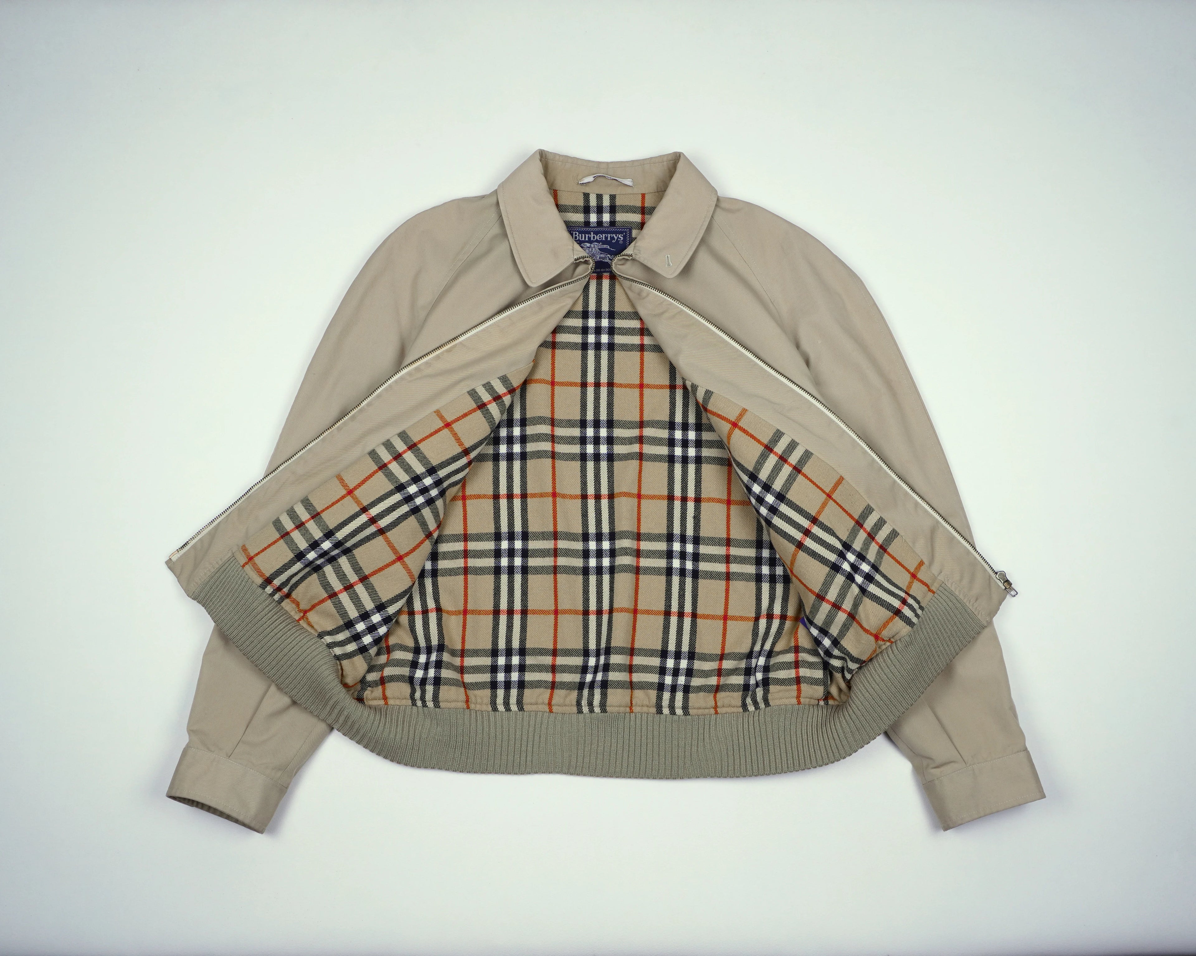 Burberry Beige Harrington Jacket M Polyester, Cotton