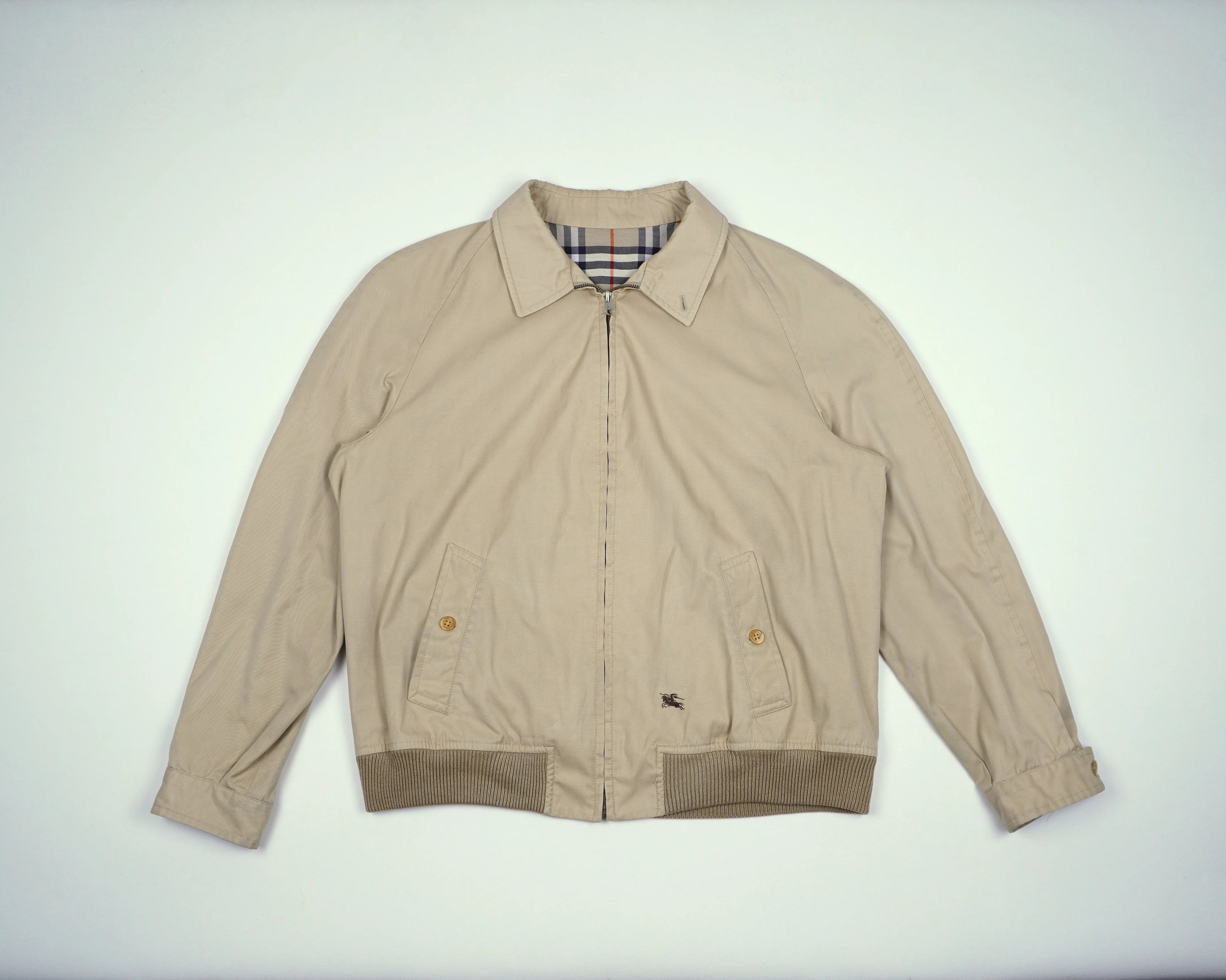 Burberry Beige Harrington Jacket M Polyester, Cotton