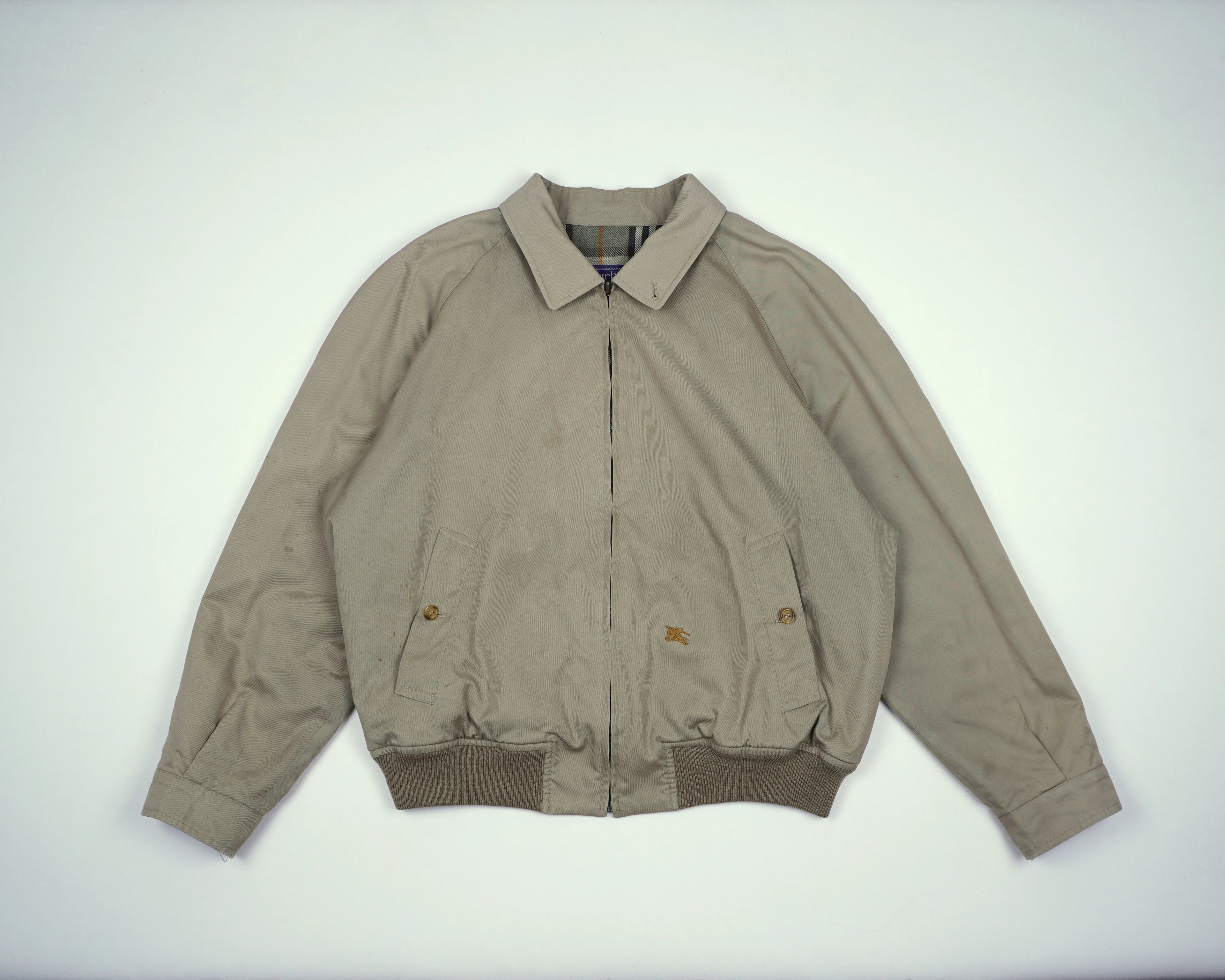 Burberry Beige Harrington Jacket M Polyester, Cotton