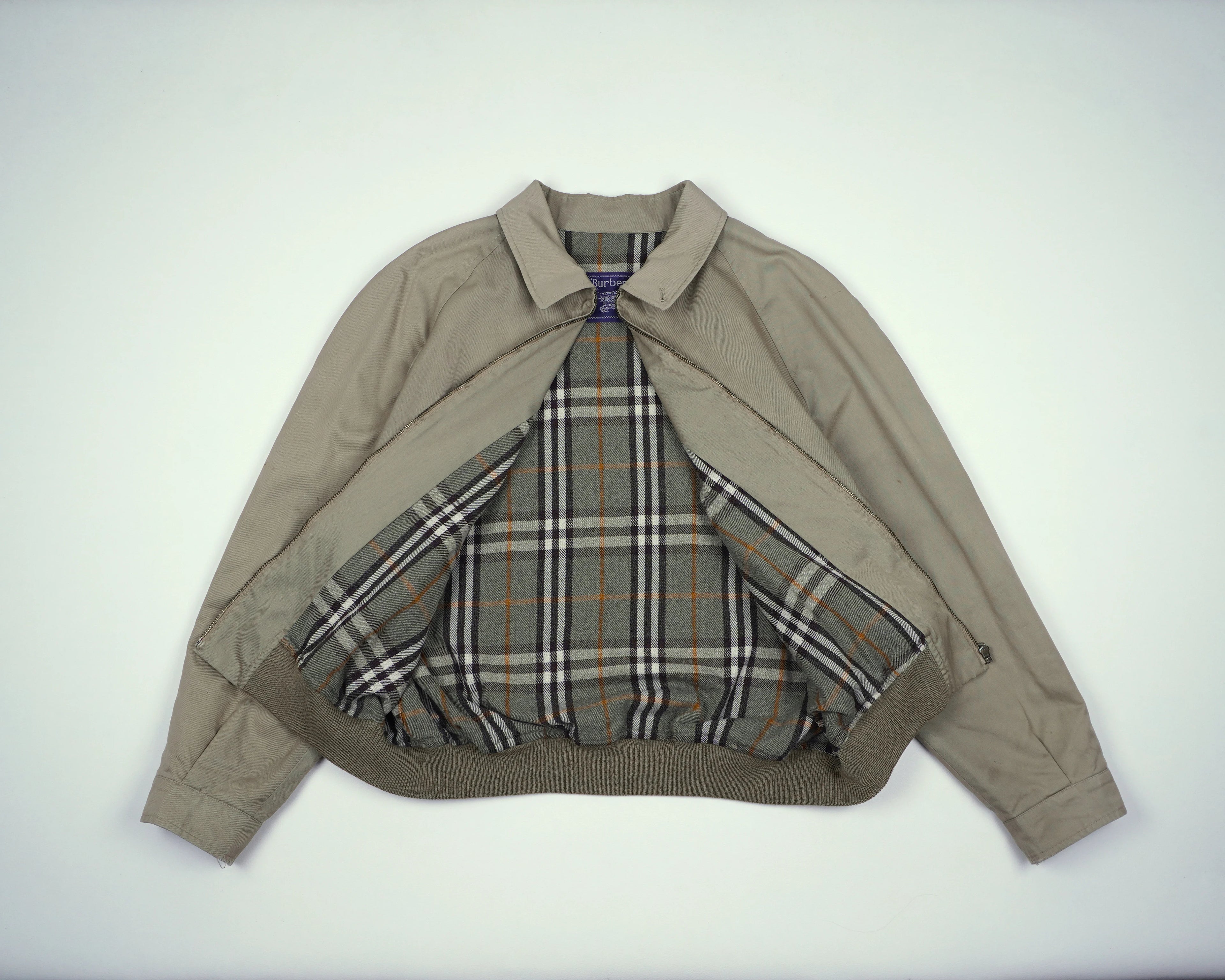 Burberry Beige Harrington Jacket M Polyester, Cotton