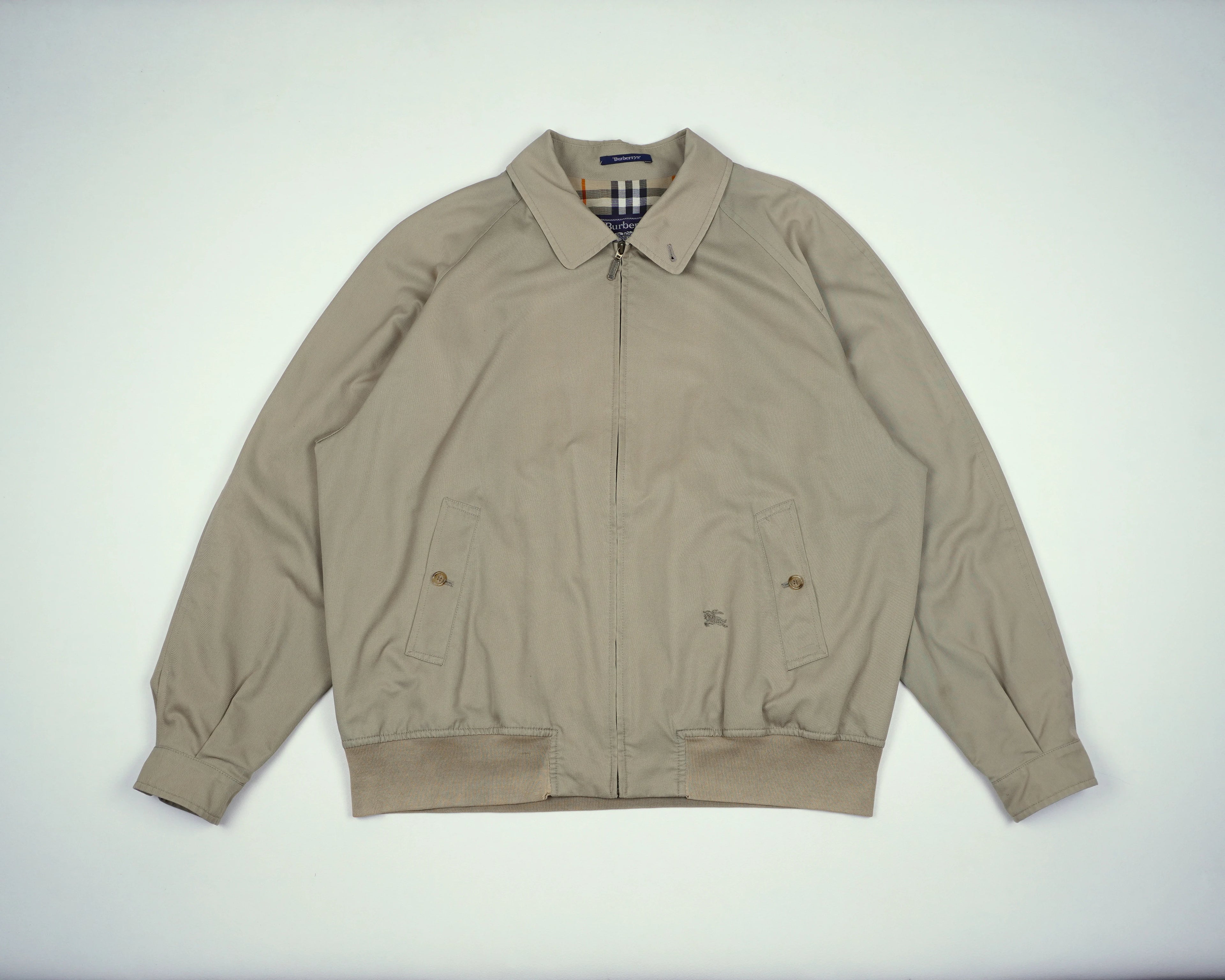 Burberry Beige Harrington Jacket L Polyester, Cotton