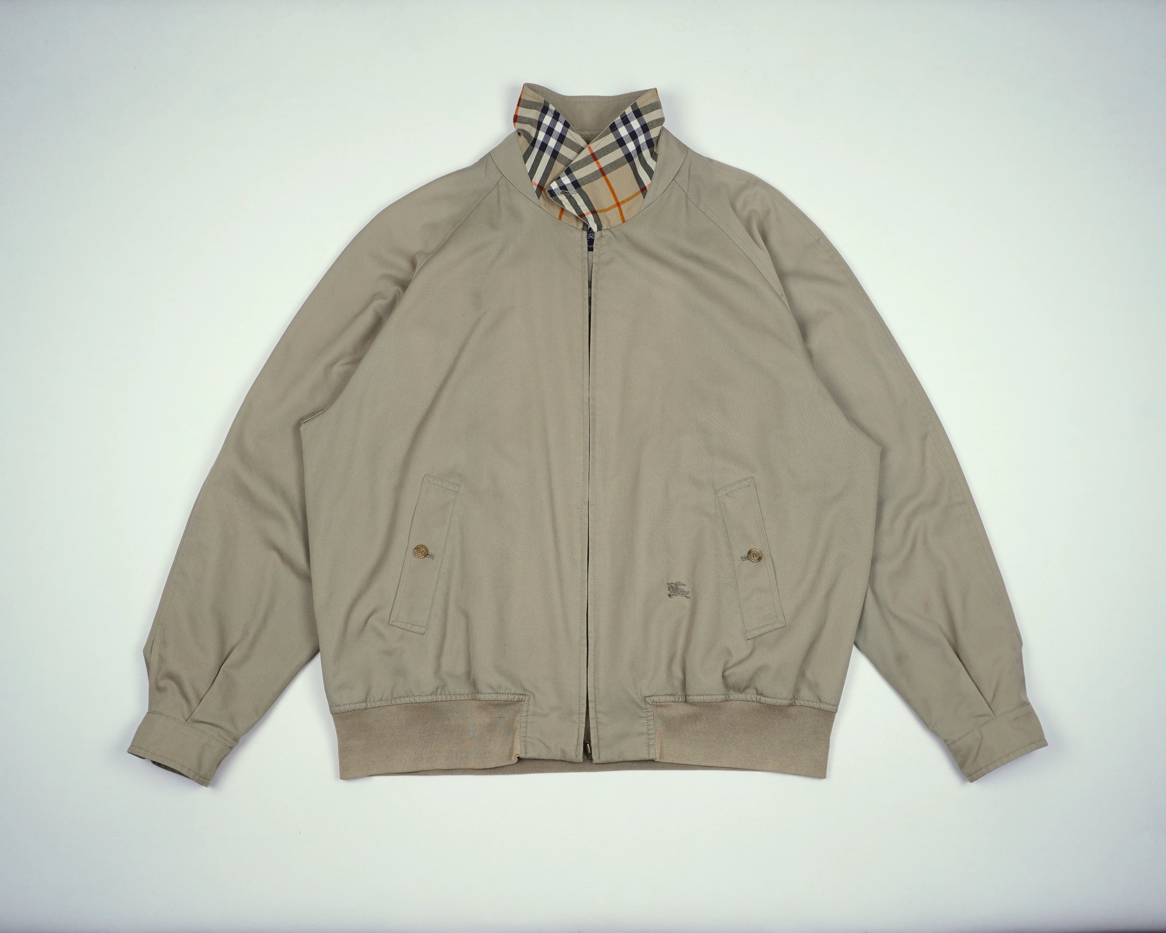 Burberry Beige Harrington Jacket L Polyester, Cotton