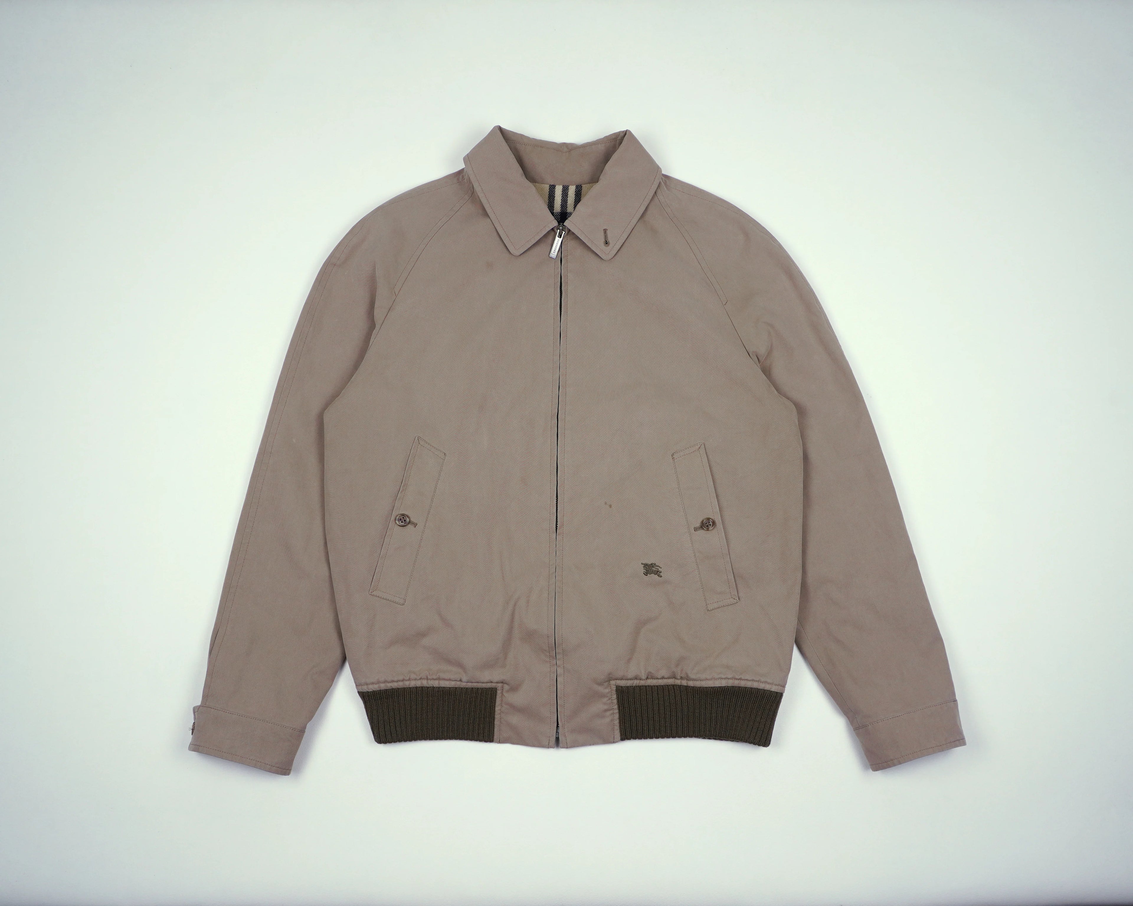 Burberry Beige Harrington Jacket M Polyester, Cotton