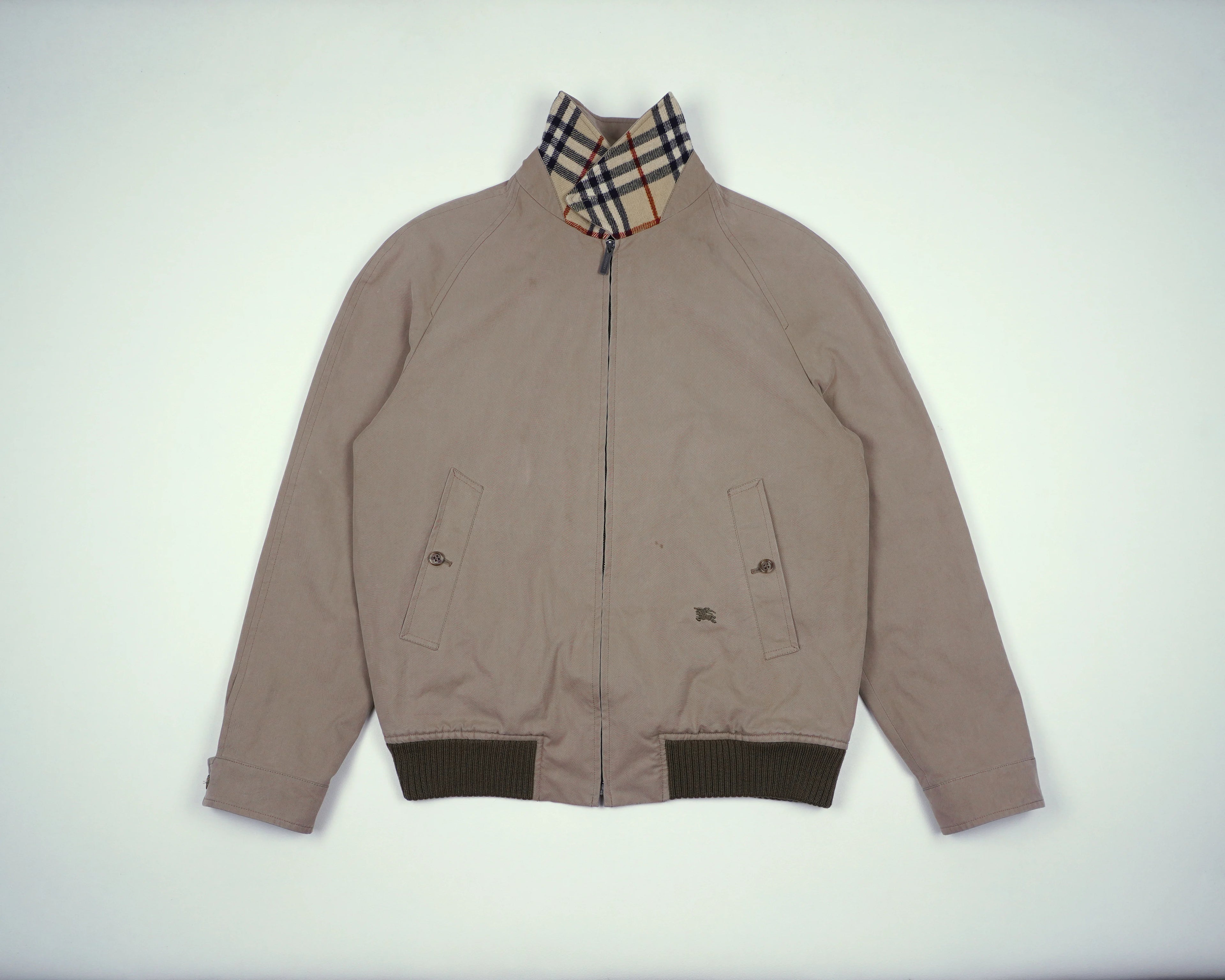 Burberry Beige Harrington Jacket M Polyester, Cotton