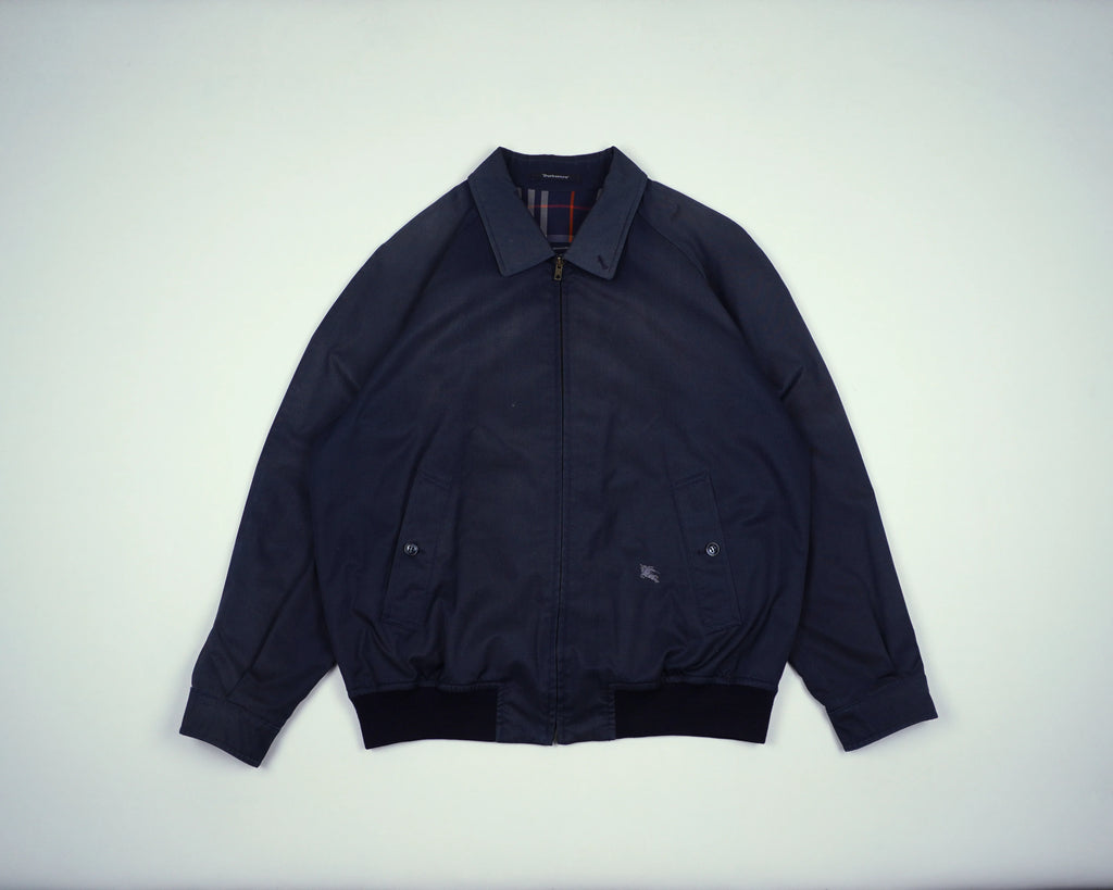 Burberry Navy Harrington Jacket M Polyester, Cotton