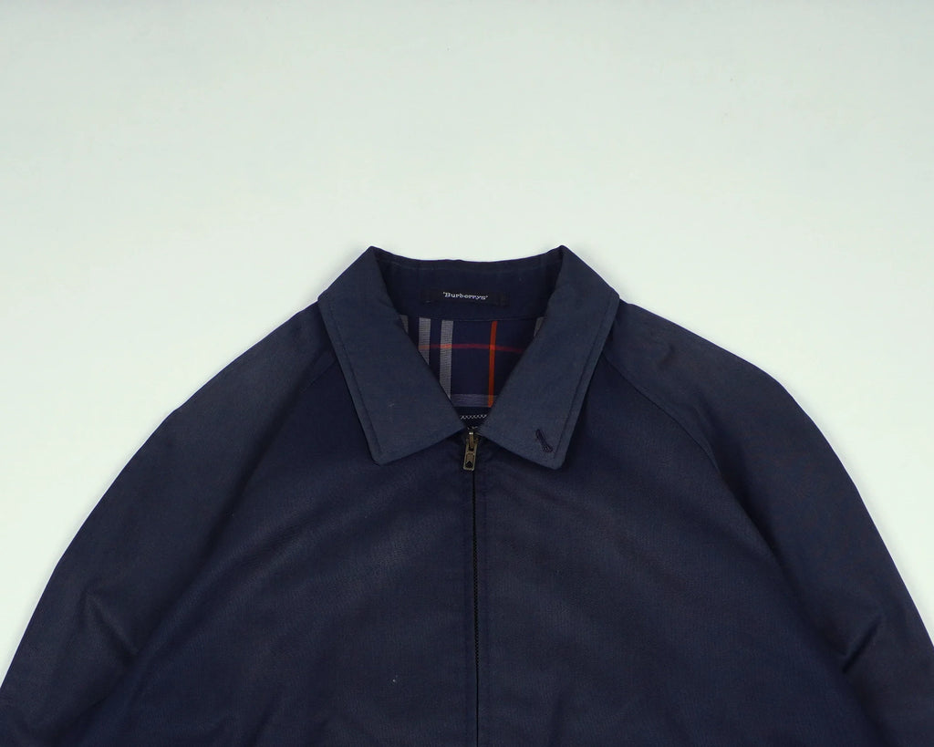 Burberry Navy Harrington Jacket M Polyester, Cotton