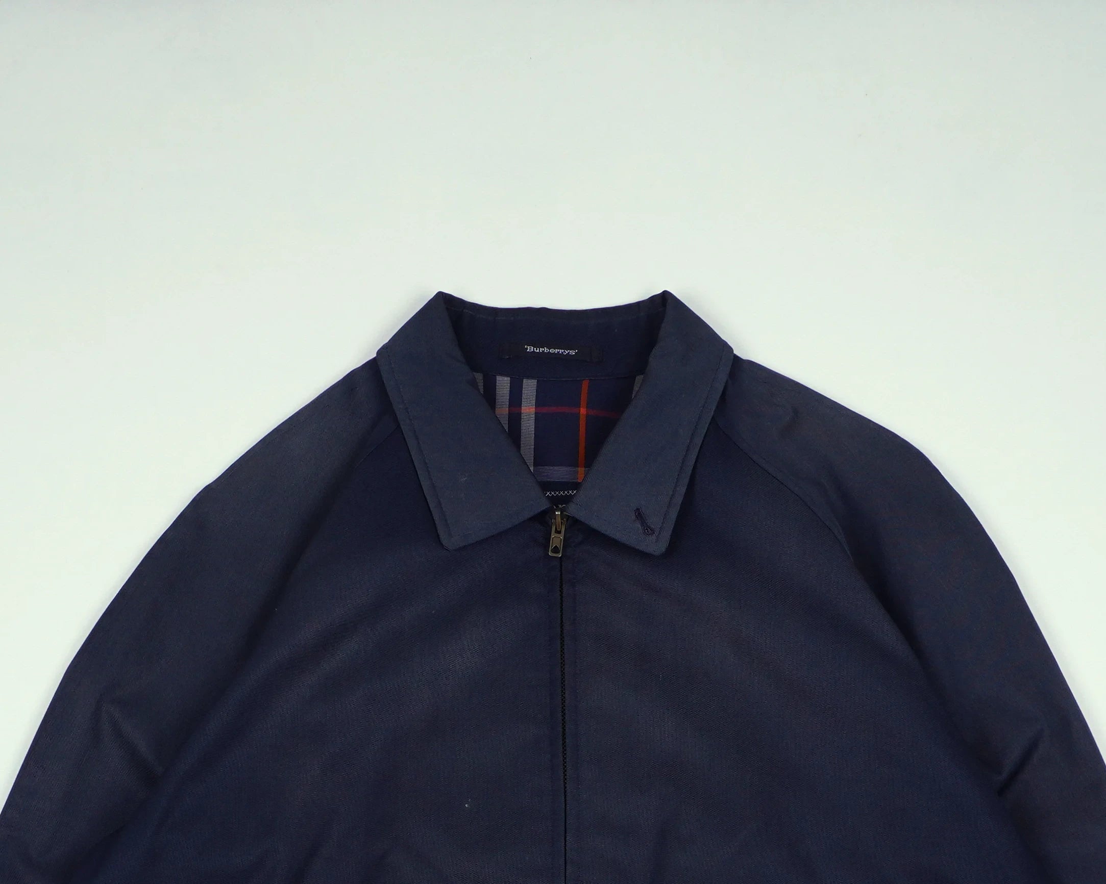 Burberry Navy Harrington Jacket M Polyester, Cotton