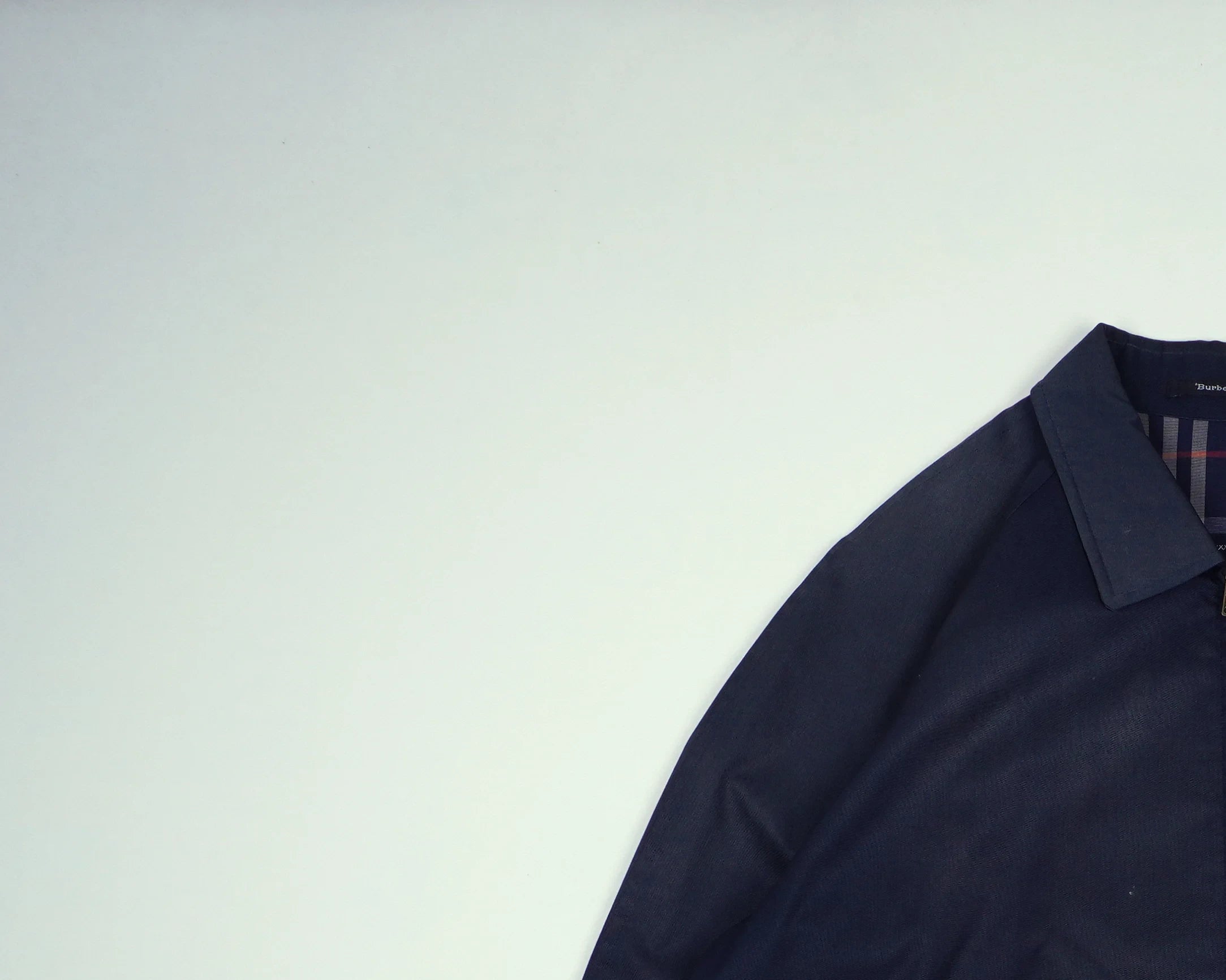 Burberry Navy Harrington Jacket M Polyester, Cotton