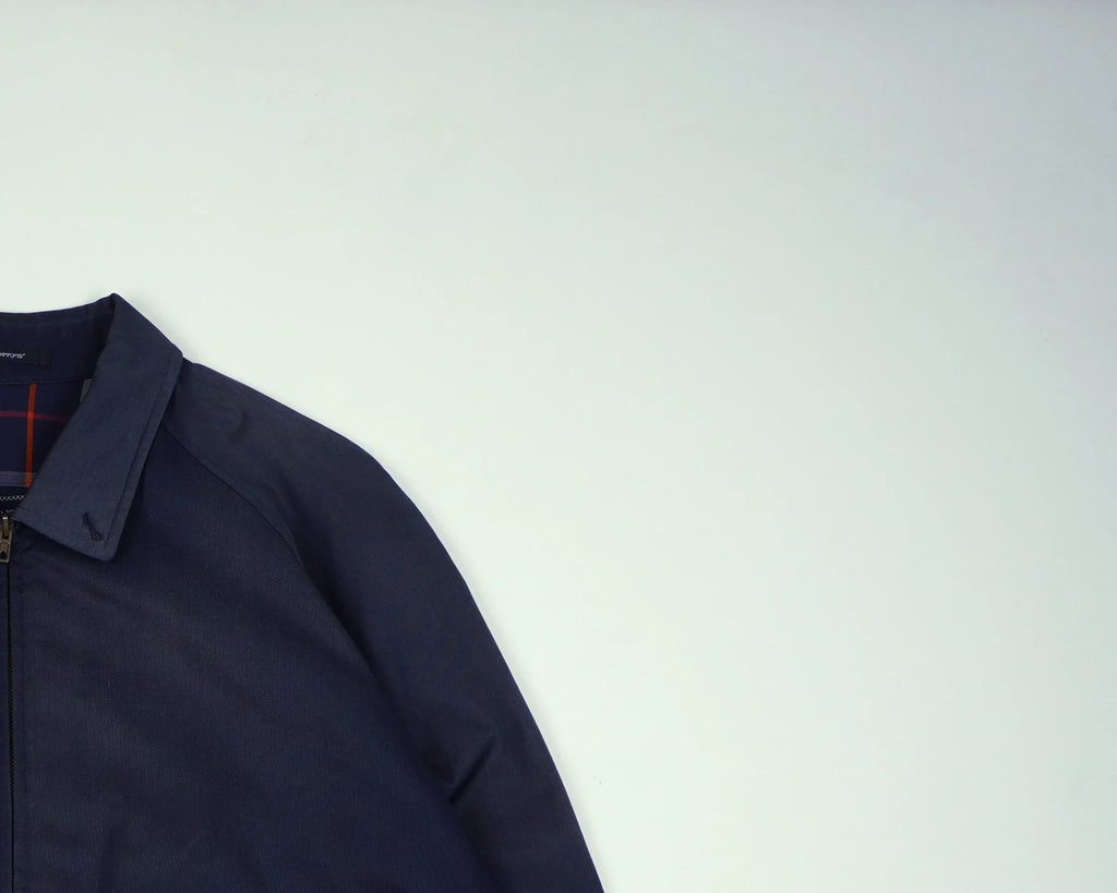 Burberry Navy Harrington Jacket M Polyester, Cotton