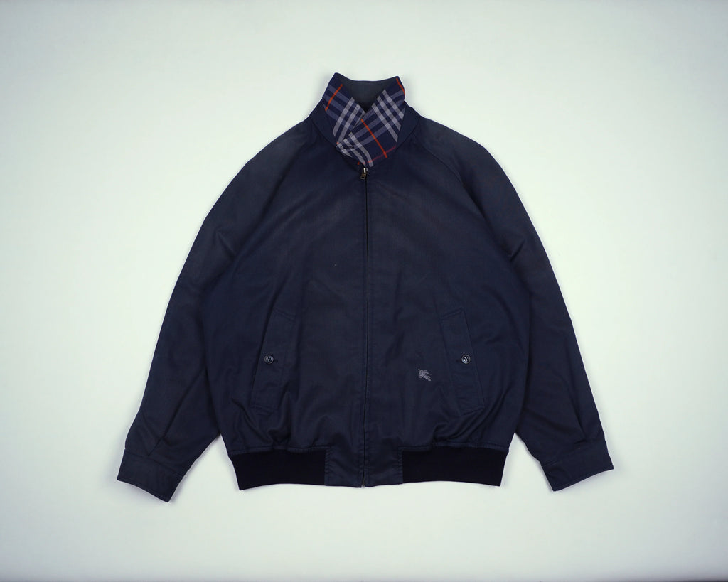 Burberry Navy Harrington Jacket M Polyester, Cotton