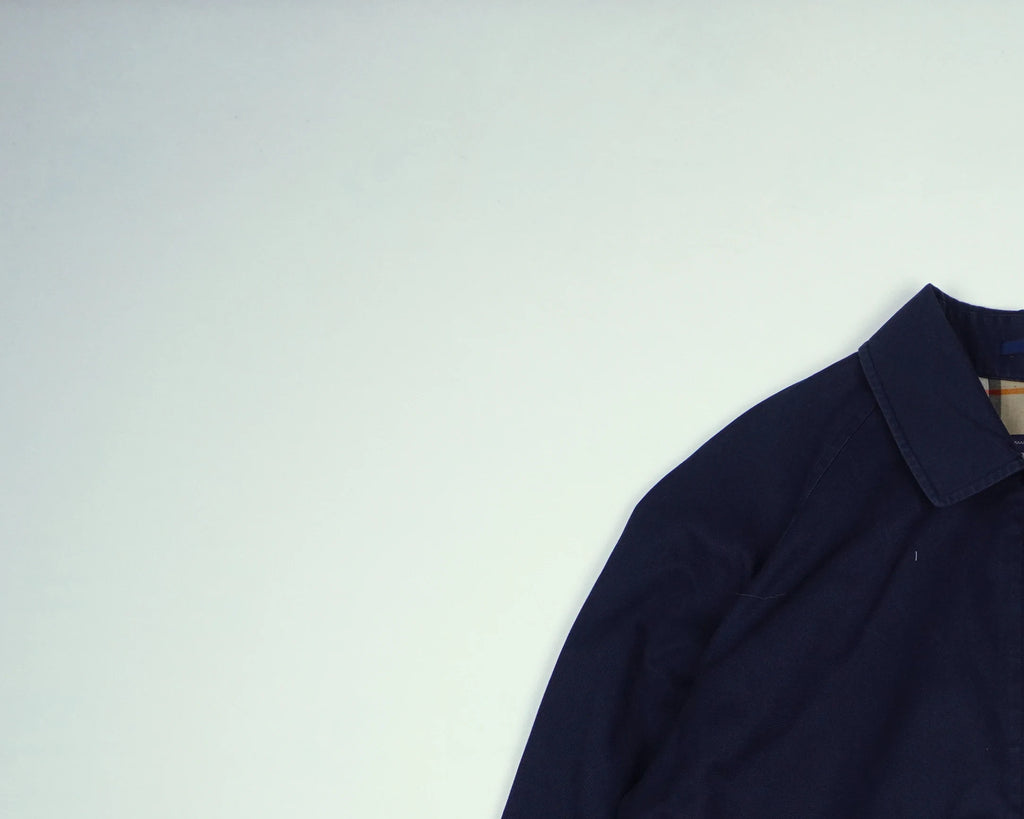 Burberry Navy Harrington Jacket M Polyester, Cotton