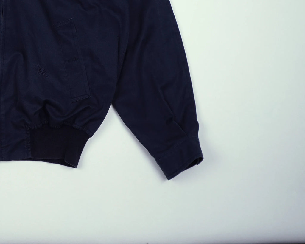 Burberry Navy Harrington Jacket M Polyester, Cotton