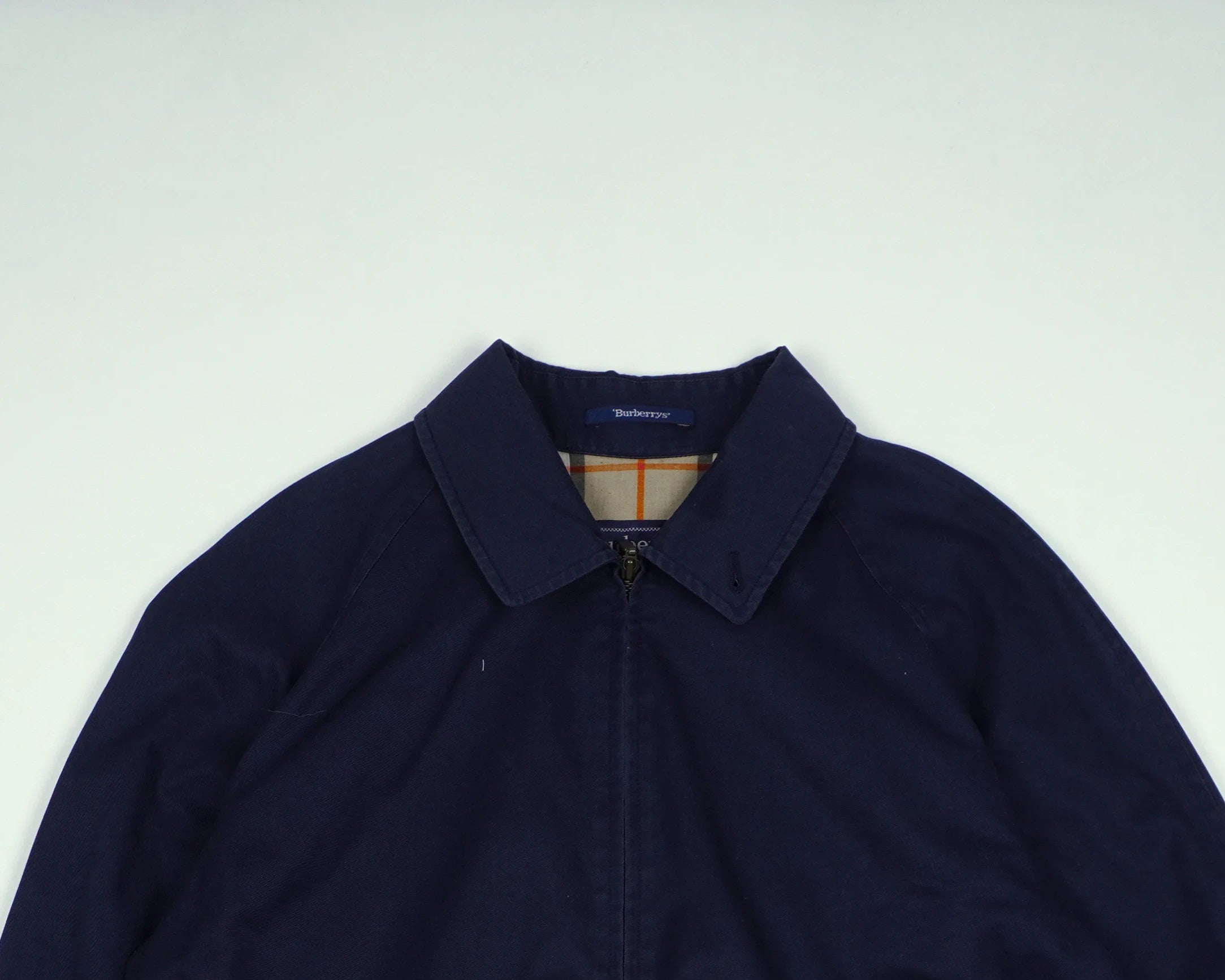 Burberry Navy Harrington Jacket M Polyester, Cotton