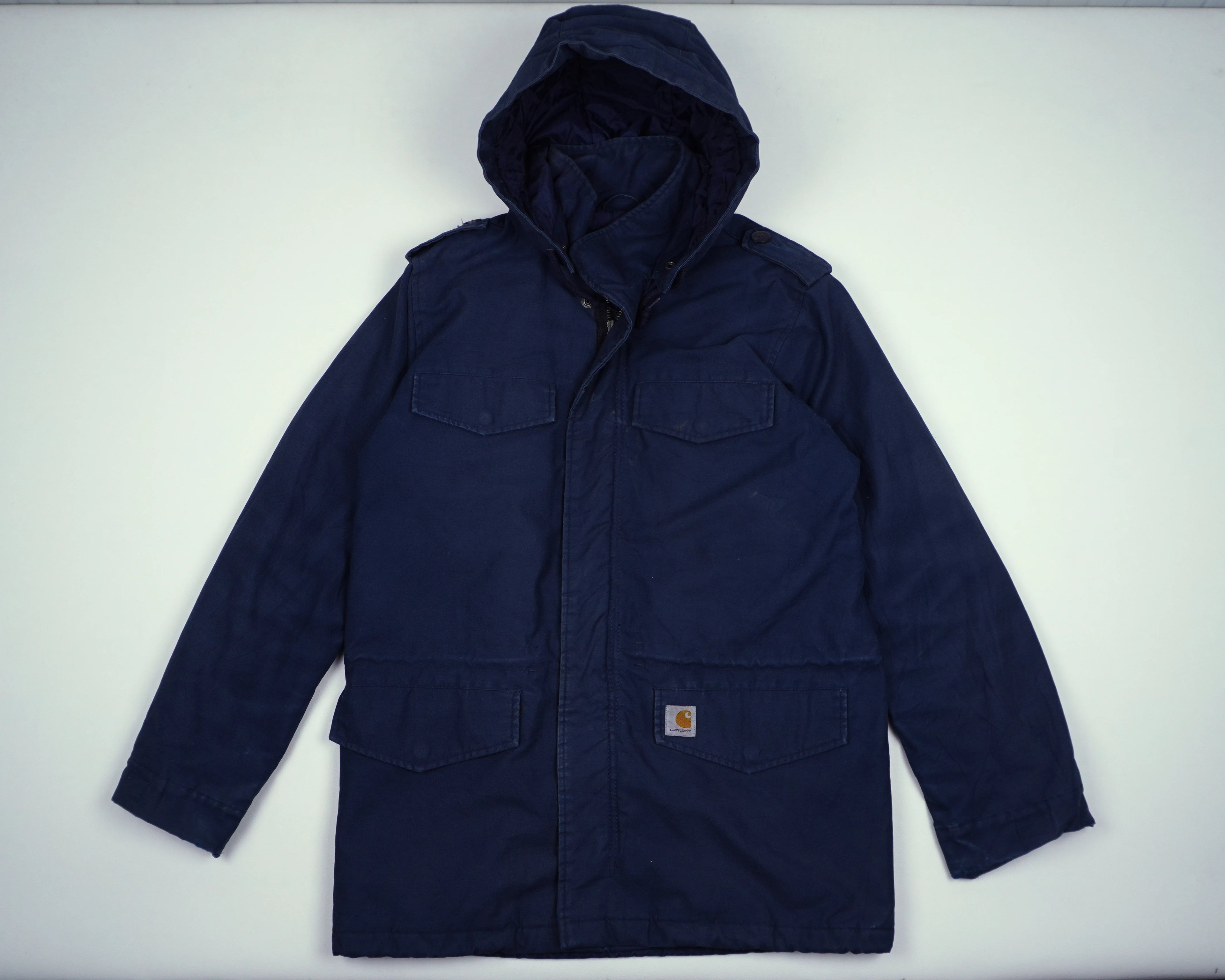 Carhartt Navy Hooded Parka S Cotton