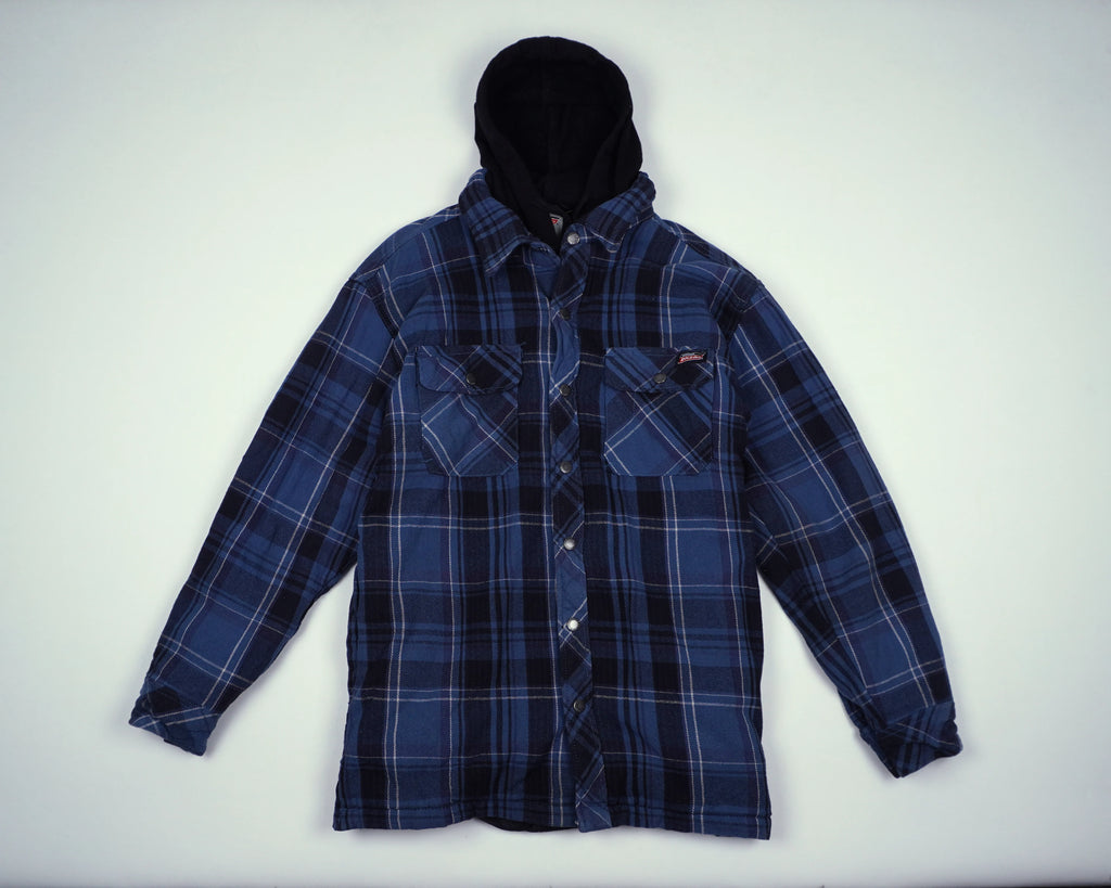 Dickies Blue Hooded Shirt Jacket L Cotton