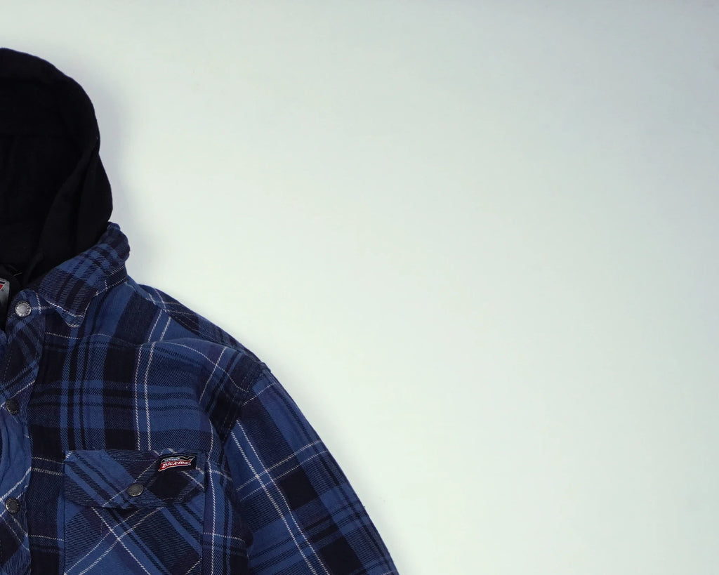 Dickies Blue Hooded Shirt Jacket L Cotton