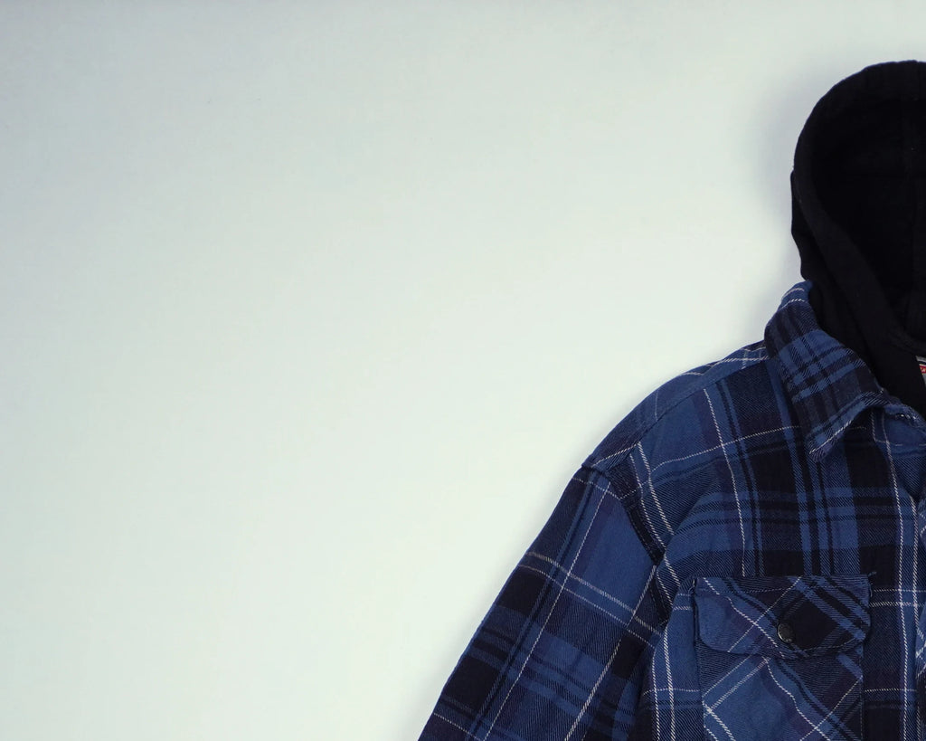 Dickies Blue Hooded Shirt Jacket L Cotton