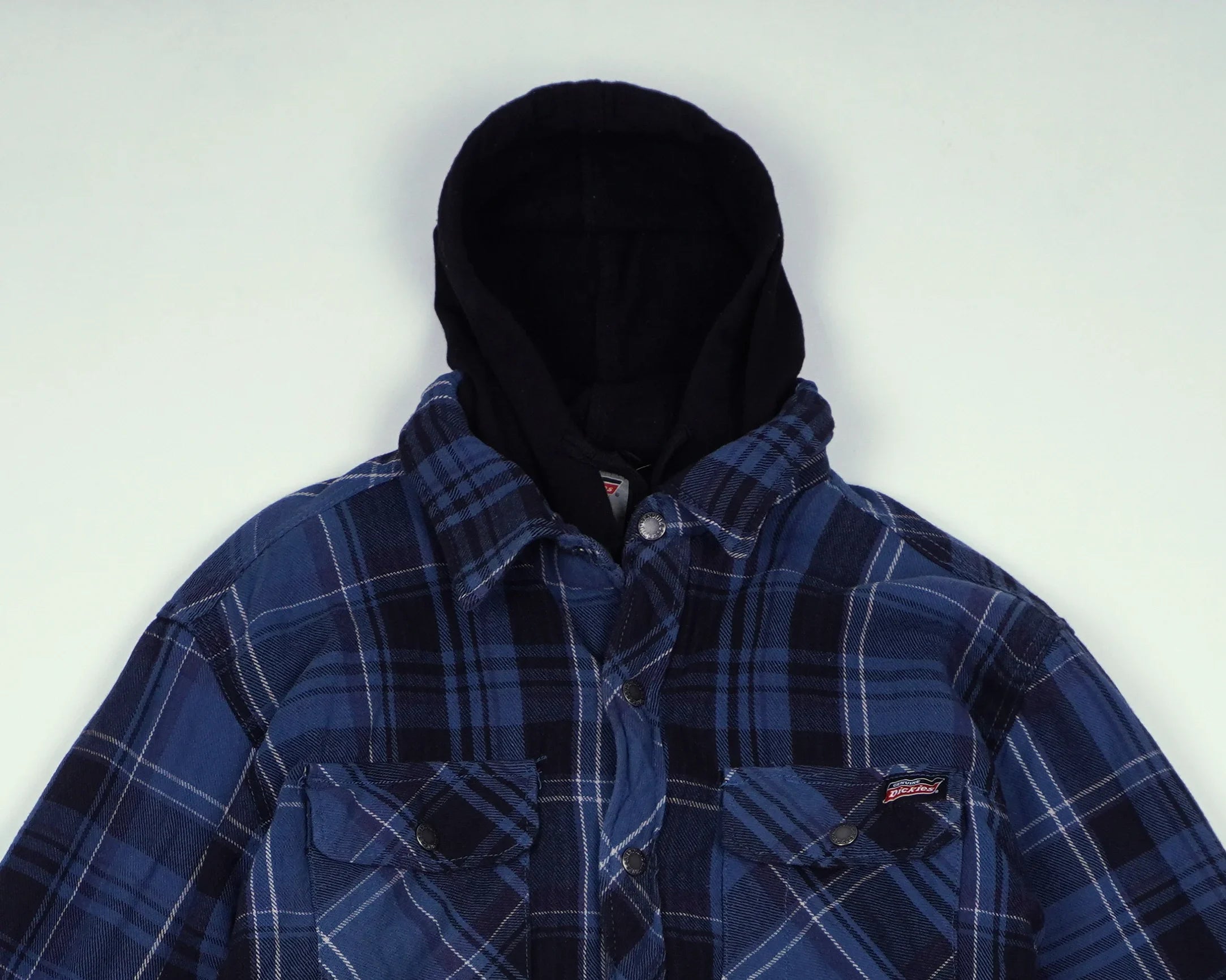 Dickies Blue Hooded Shirt Jacket L Cotton