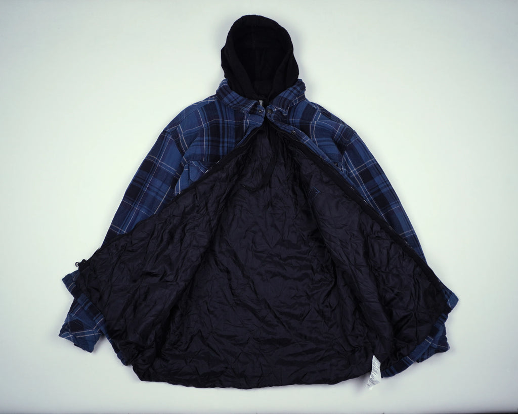 Dickies Blue Hooded Shirt Jacket L Cotton