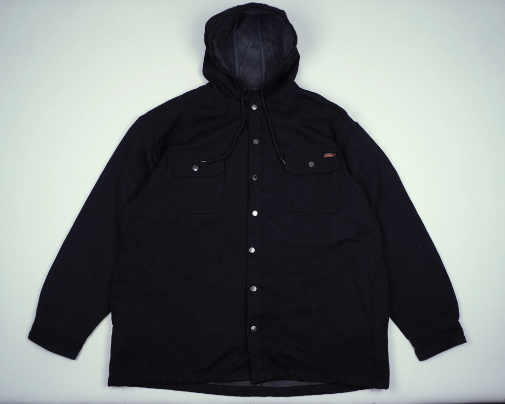 Dickies Black Hooded Shirt Jacket L Cotton