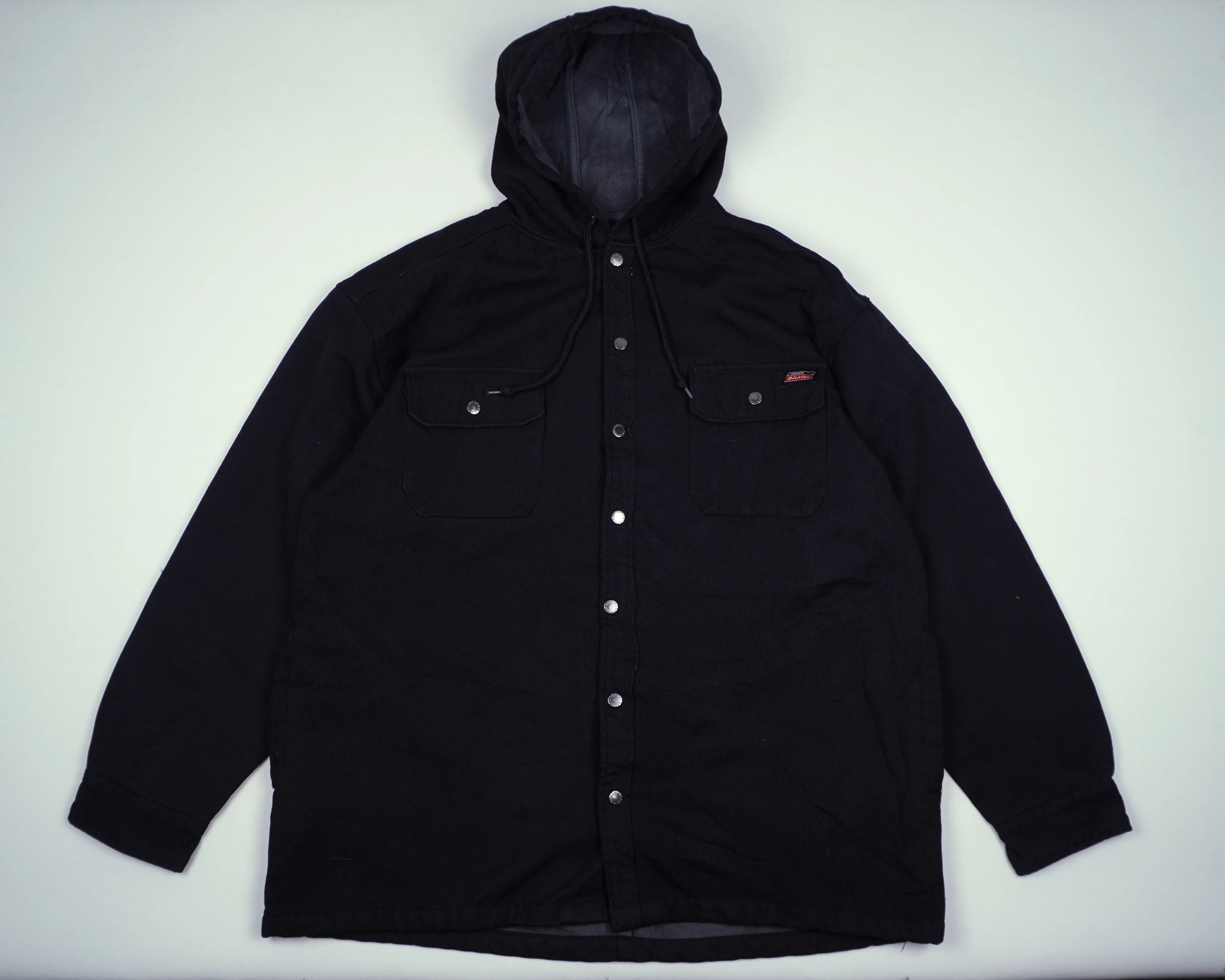 Dickies Black Hooded Shirt Jacket L Cotton