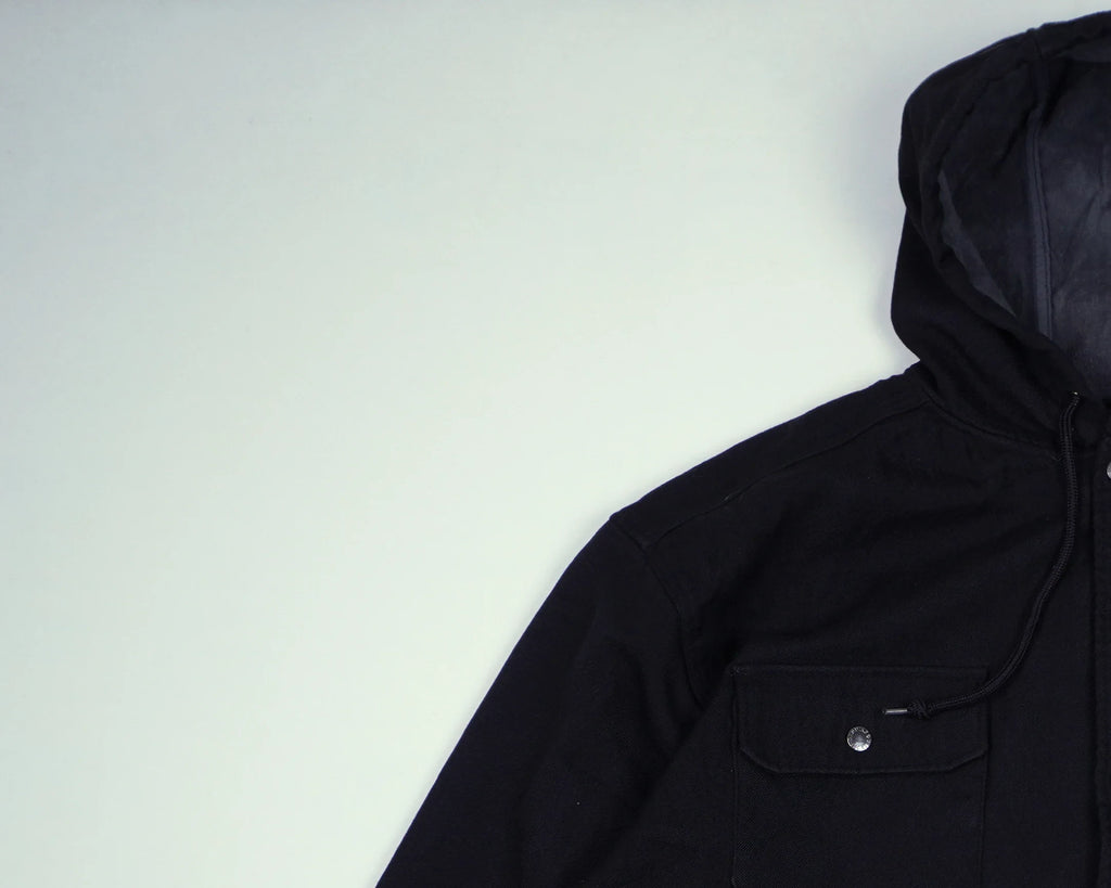 Dickies Black Hooded Shirt Jacket L Cotton