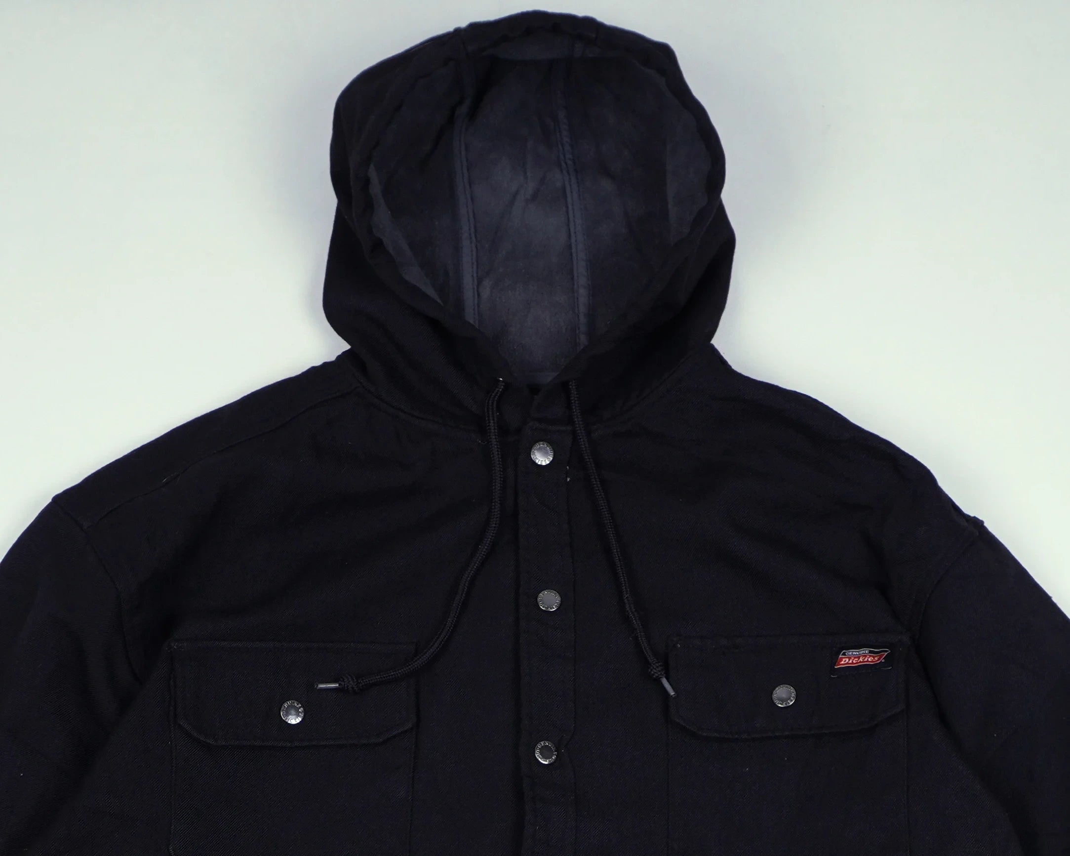Dickies Black Hooded Shirt Jacket L Cotton
