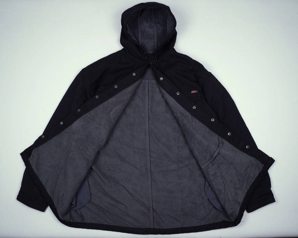 Dickies Black Hooded Shirt Jacket L Cotton