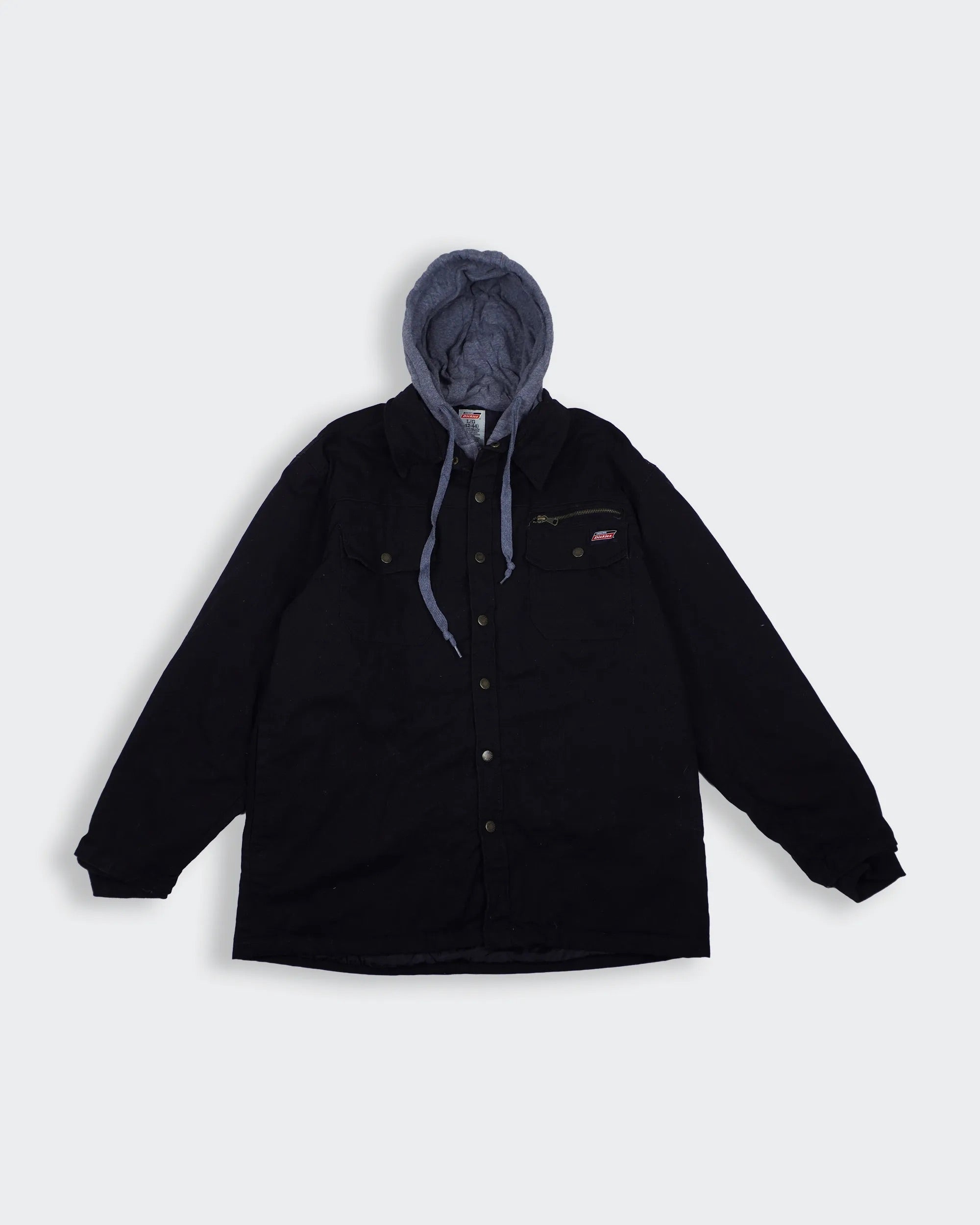 Dickies Black Hooded Shirt Jacket M Cotton