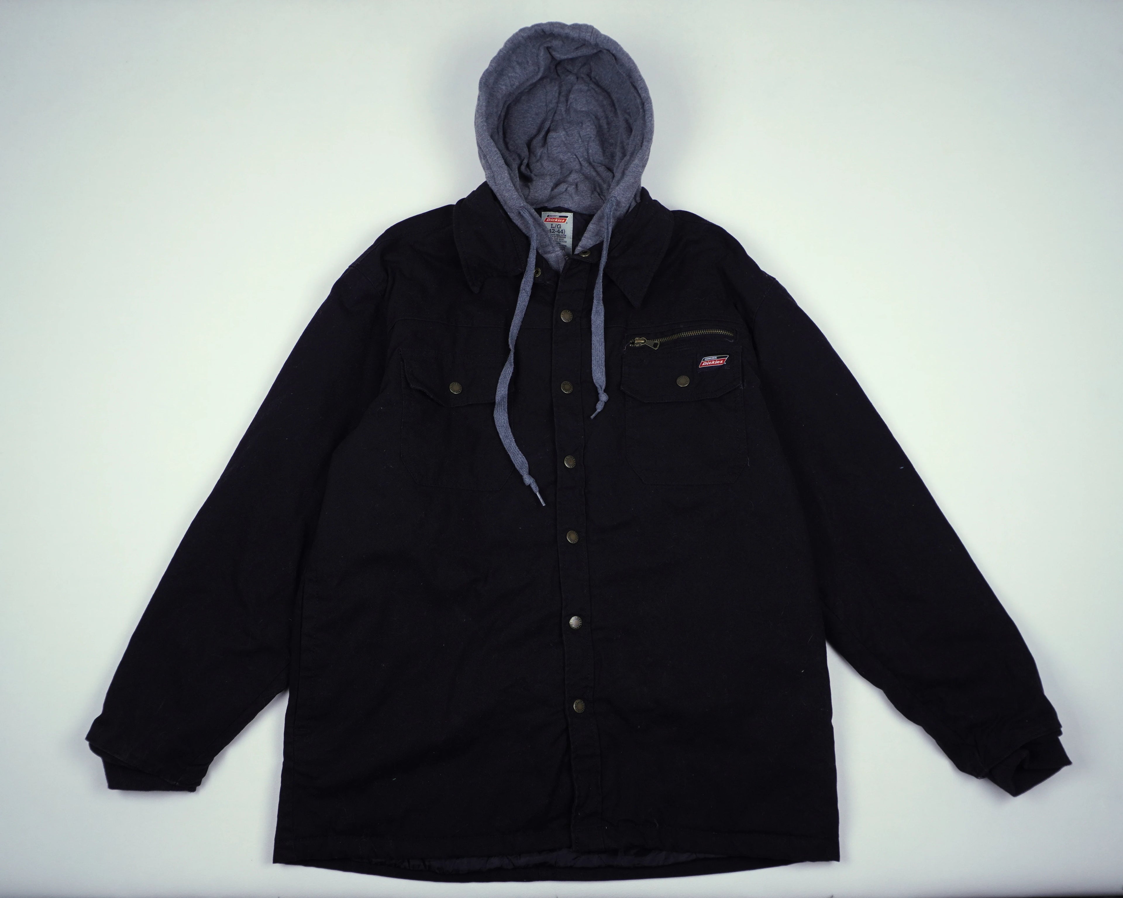 Dickies Black Hooded Shirt Jacket M Cotton