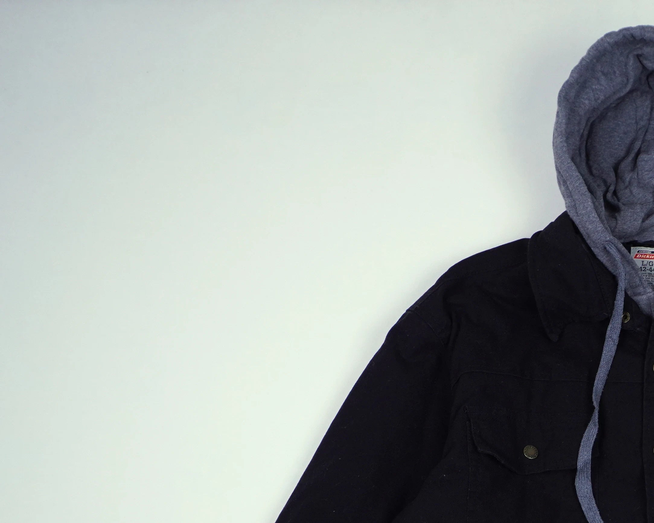 Dickies Black Hooded Shirt Jacket M Cotton