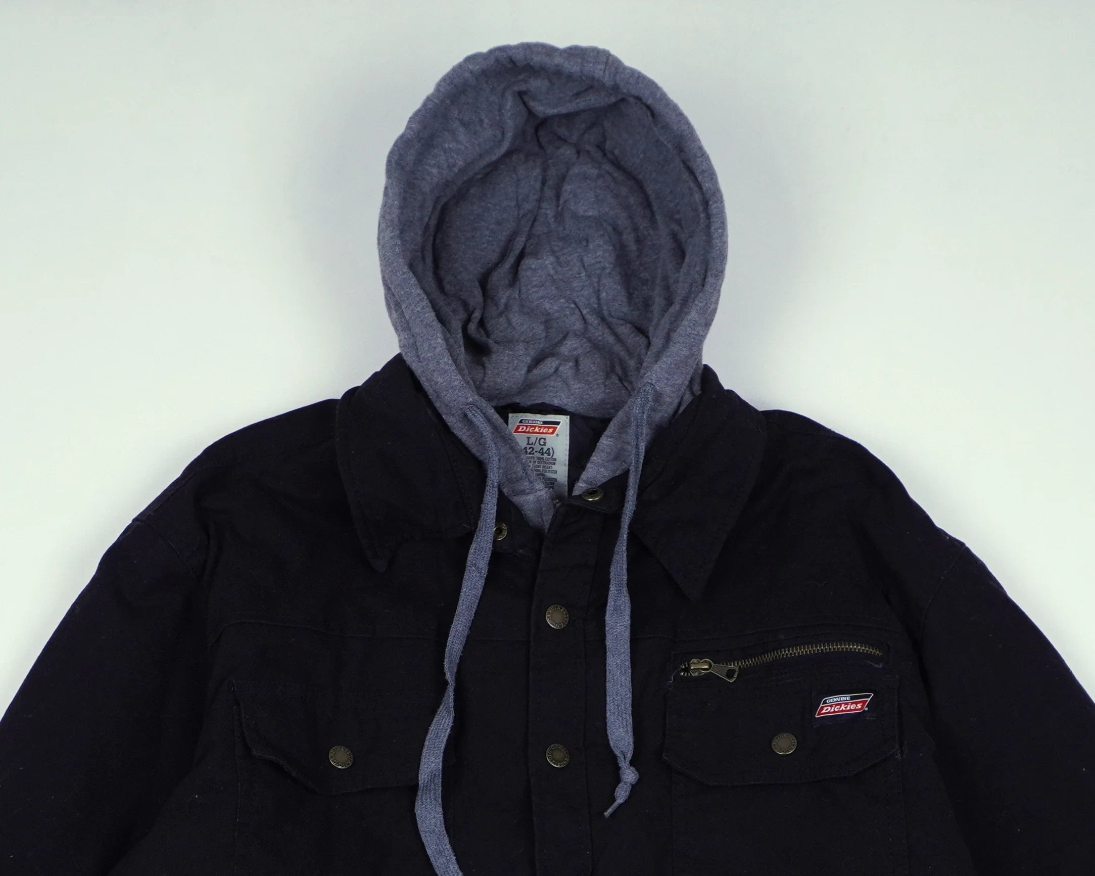 Dickies Black Hooded Shirt Jacket M Cotton