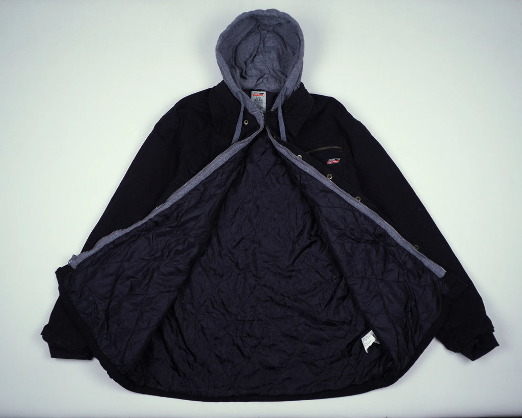 Dickies Black Hooded Shirt Jacket M Cotton