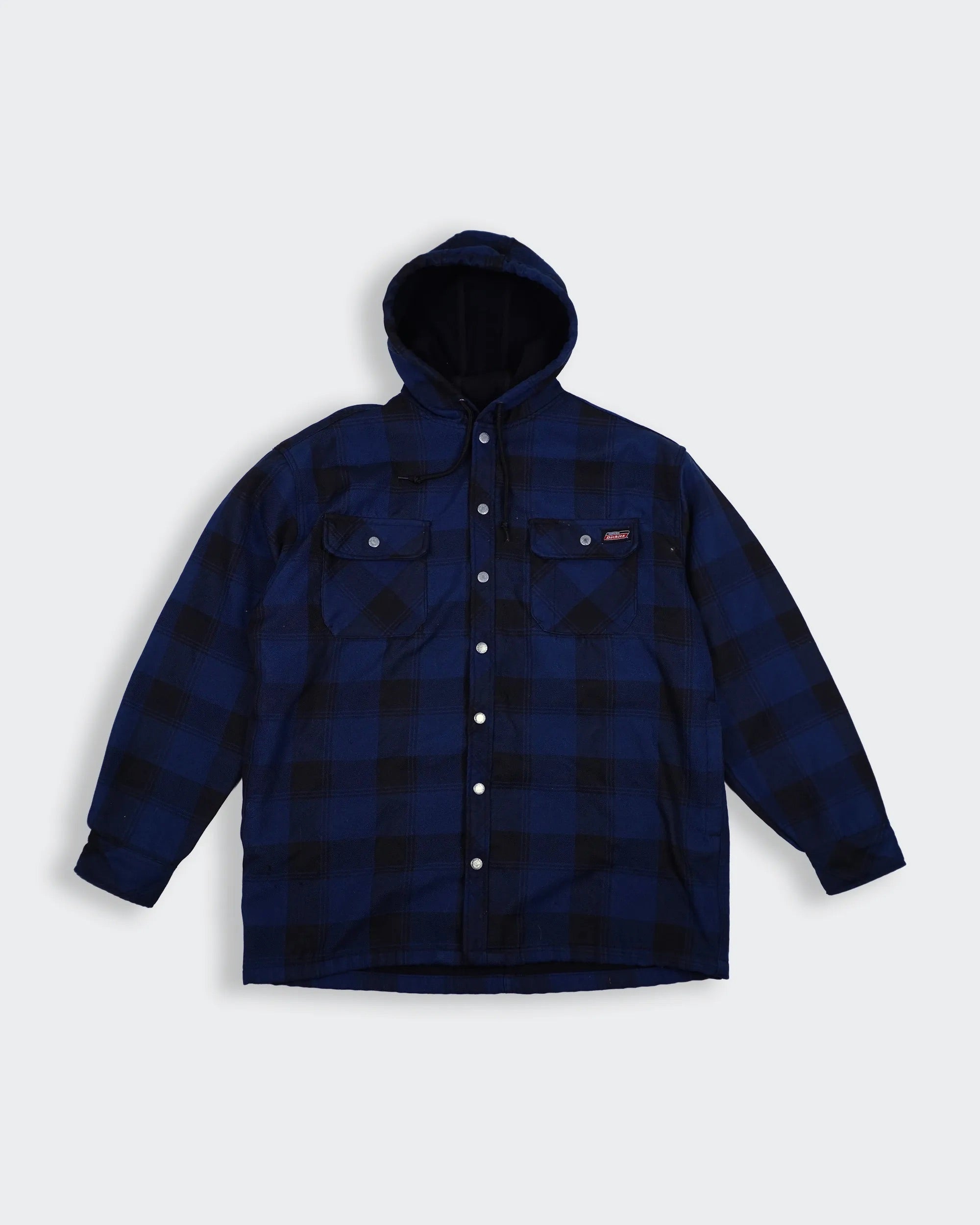 Dickies Blue Hooded Shirt Jacket M Flannel