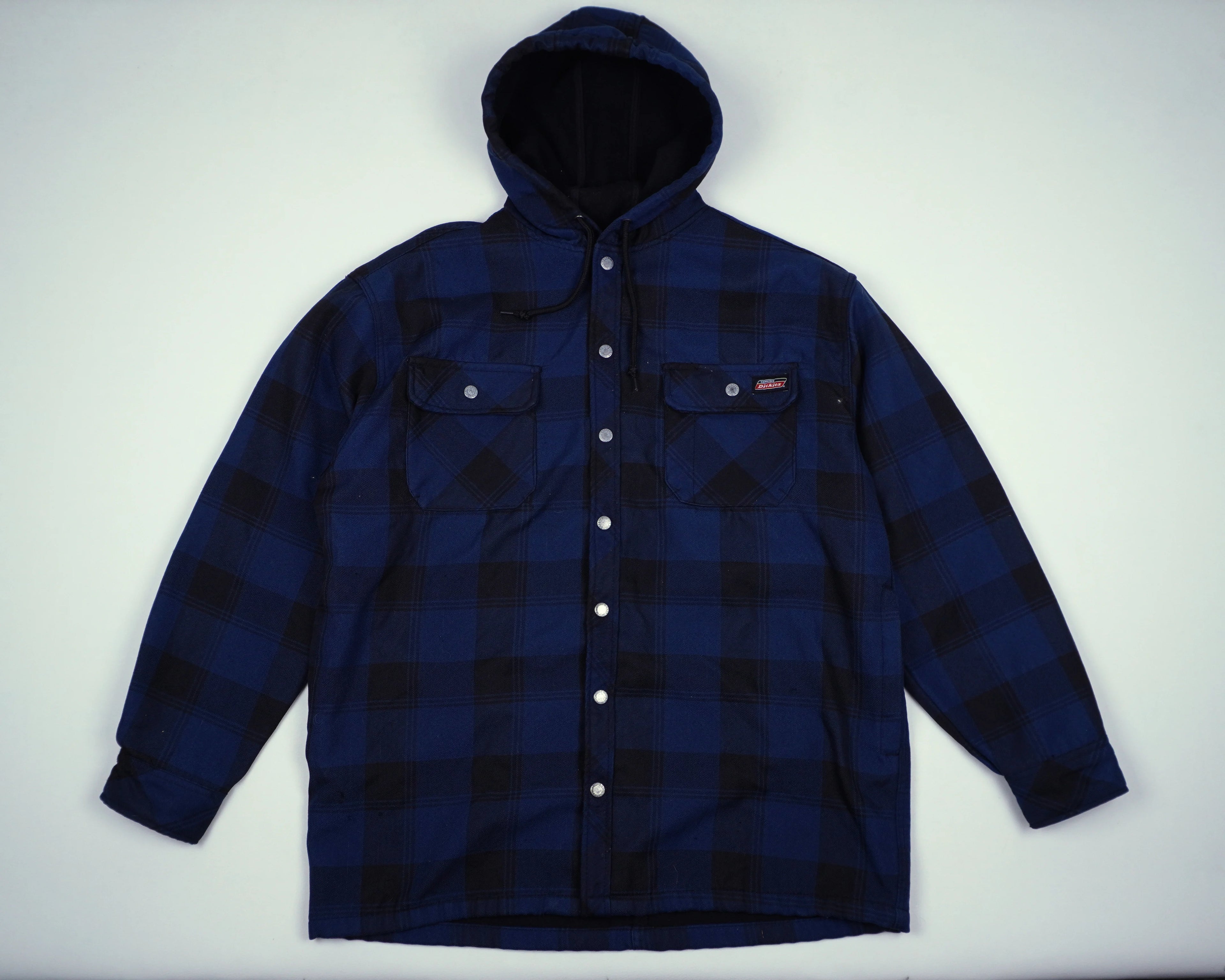 Dickies Blue Hooded Shirt Jacket M Flannel
