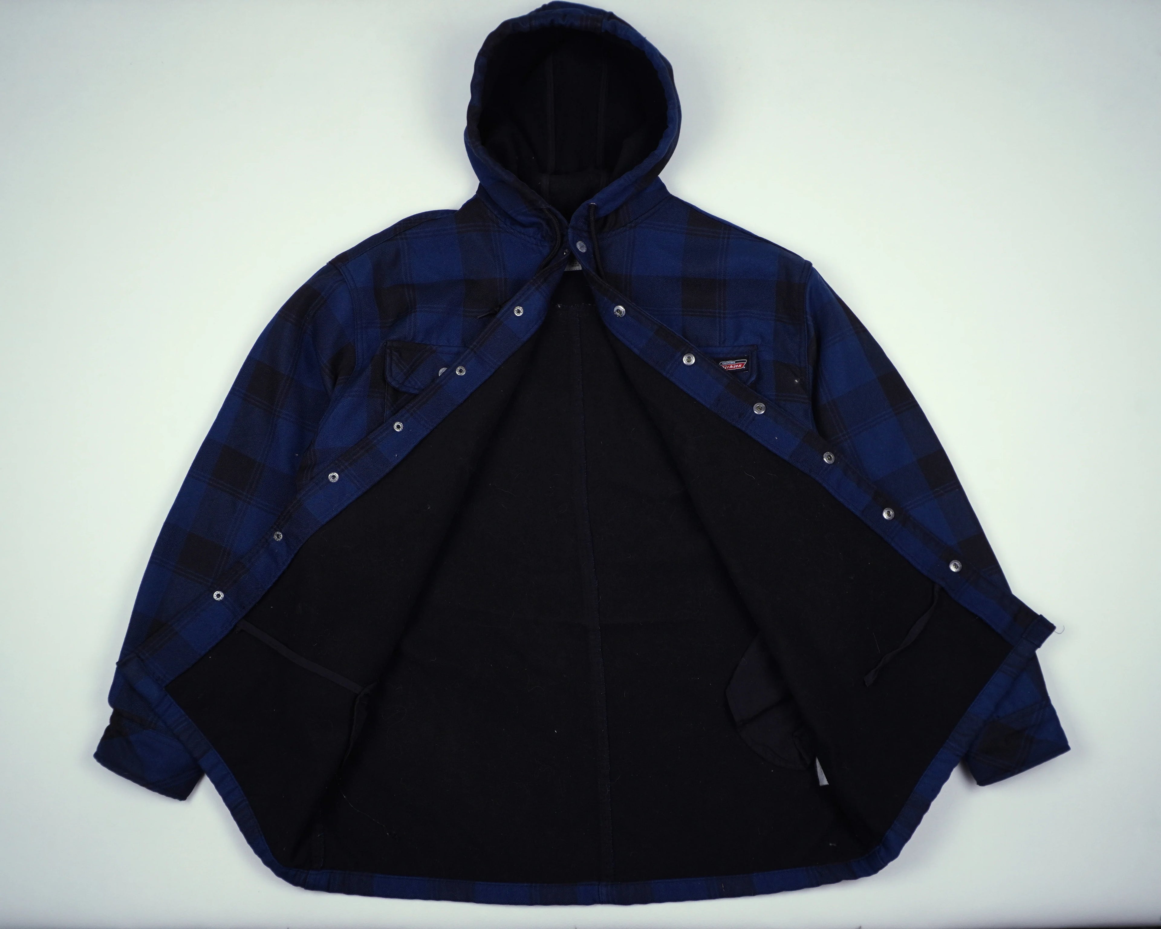 Dickies Blue Hooded Shirt Jacket M Flannel