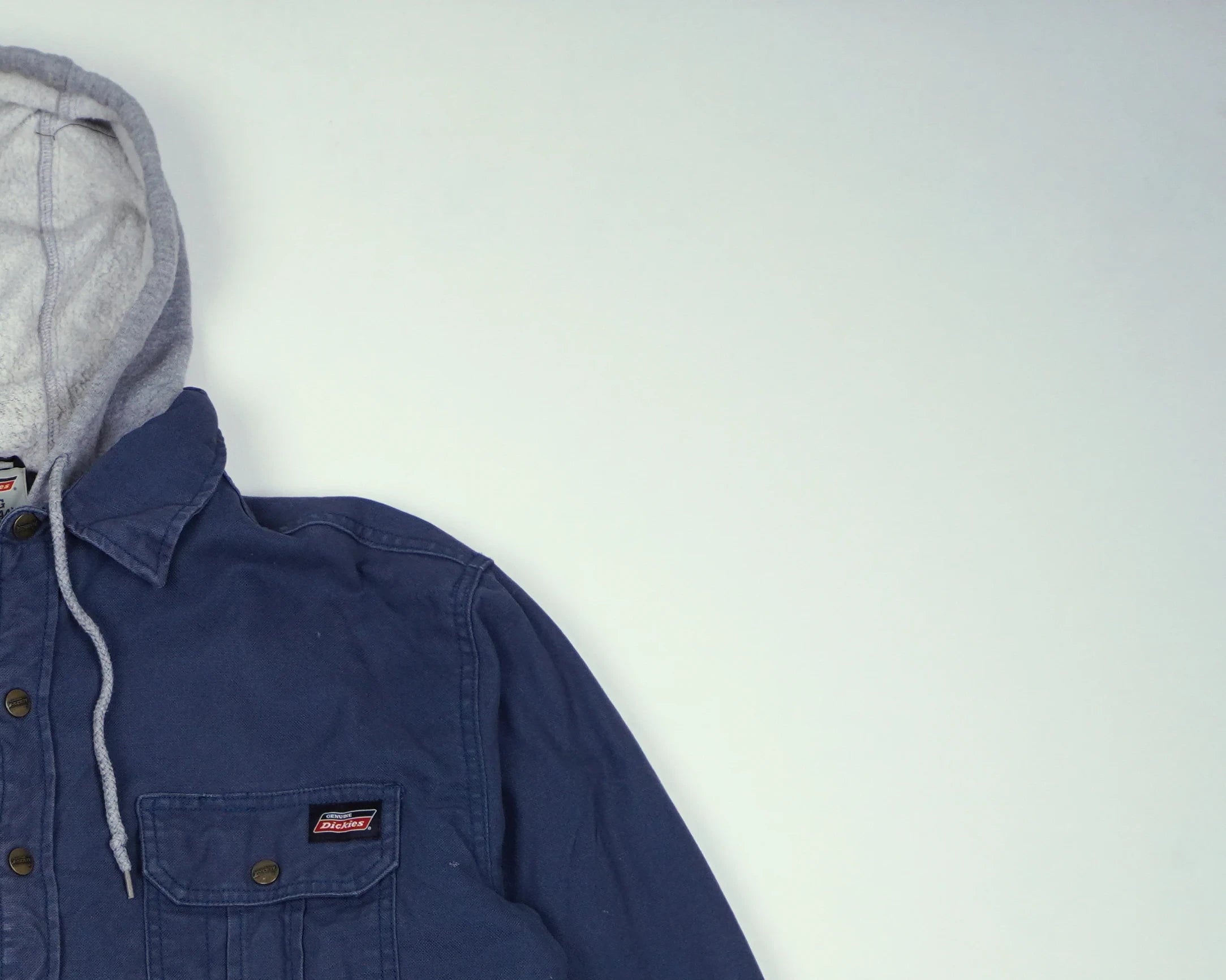 Dickies Blue Hooded Shirt Jacket L Cotton